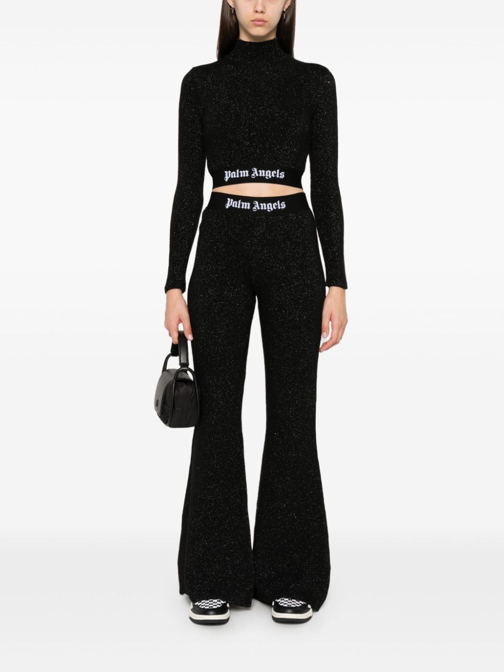 Palm Angels Logo lurex flared trousers - view 5