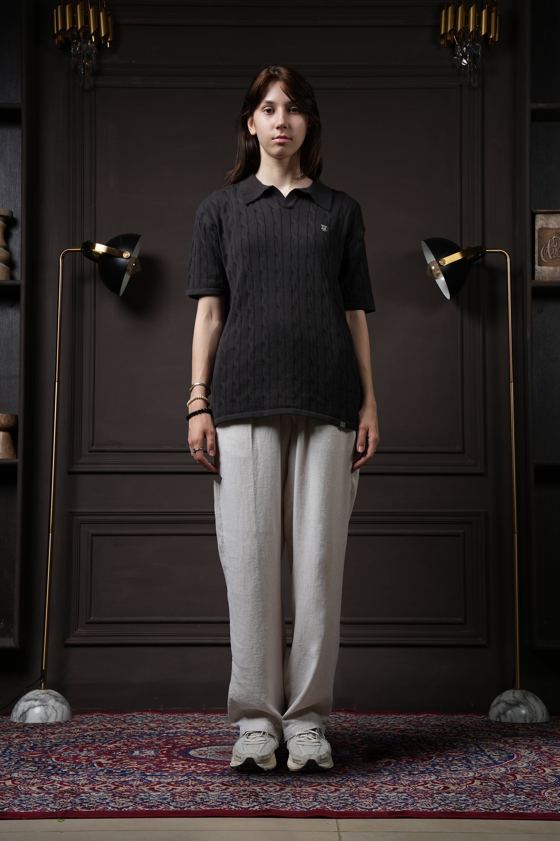 Y*all Pristine Cable Knit Polo - Shadow - view 7