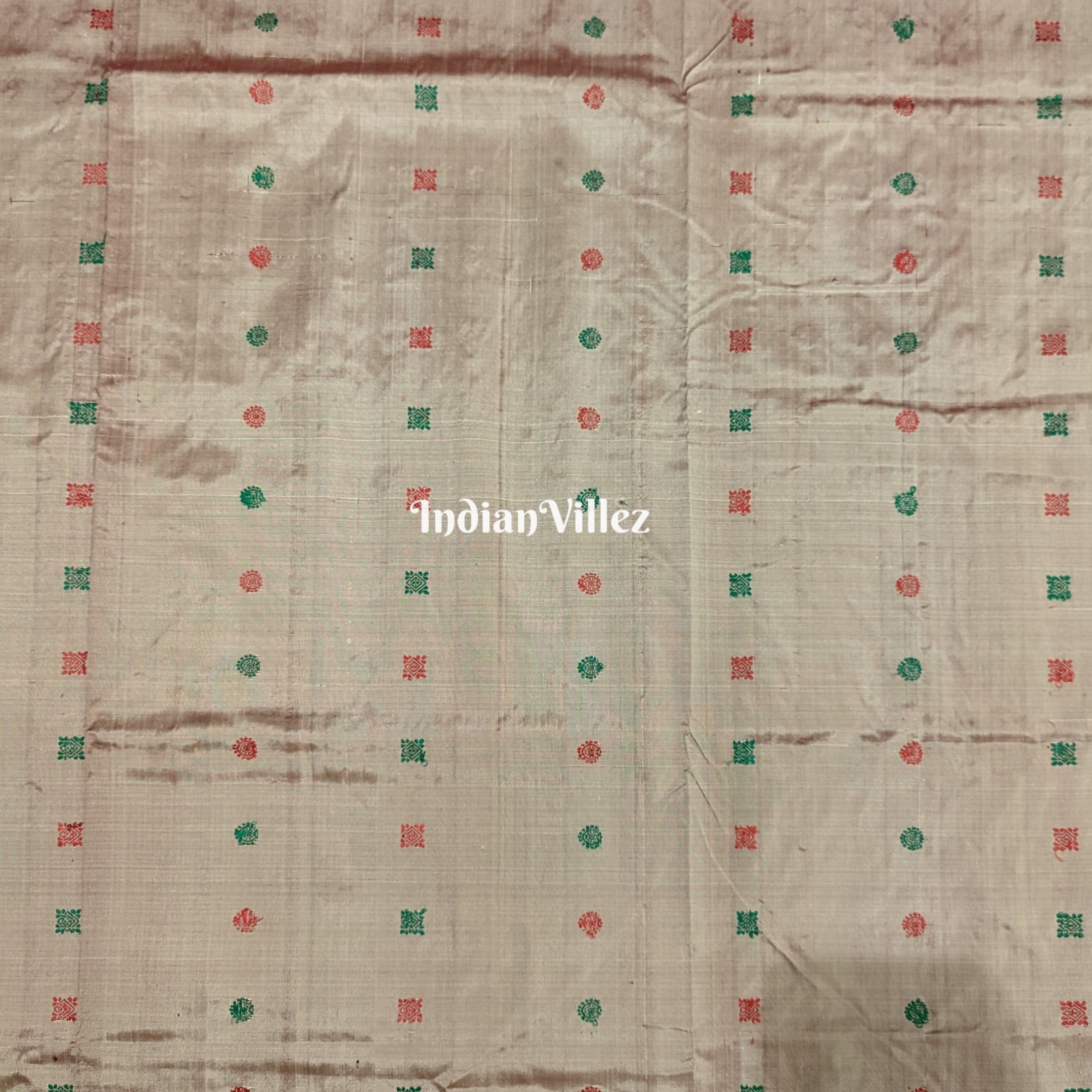 IndianVillèz Tortilla Brown Bomkai Silk Ikat Fabric - view 2