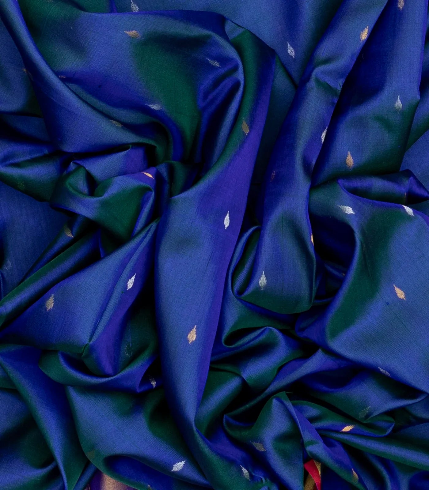 RmKV Dark Blue Handloom Uppada Silk Saree With Droplet Buttas - view 3