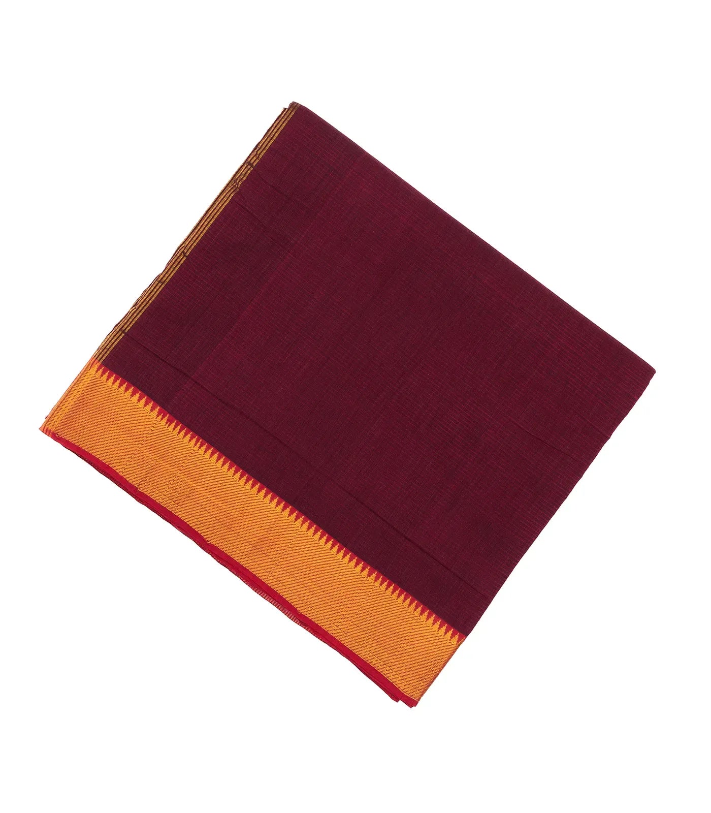 RmKV Burgundy Mangalagiri Cotton Saree With Contrast Zari Border