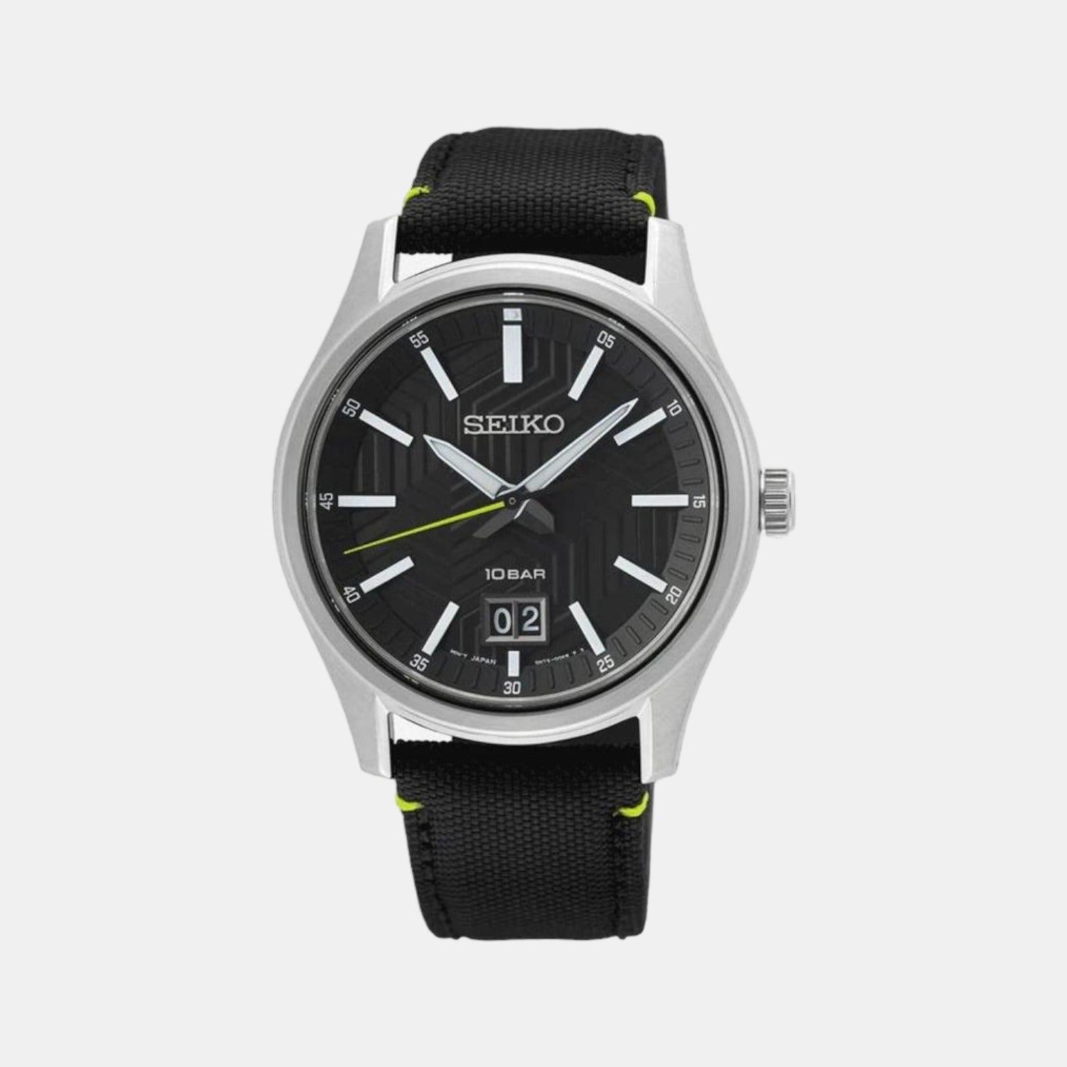 Seiko Dress Men Quartz Black Dial Analog Nylon Watch SUR517P1