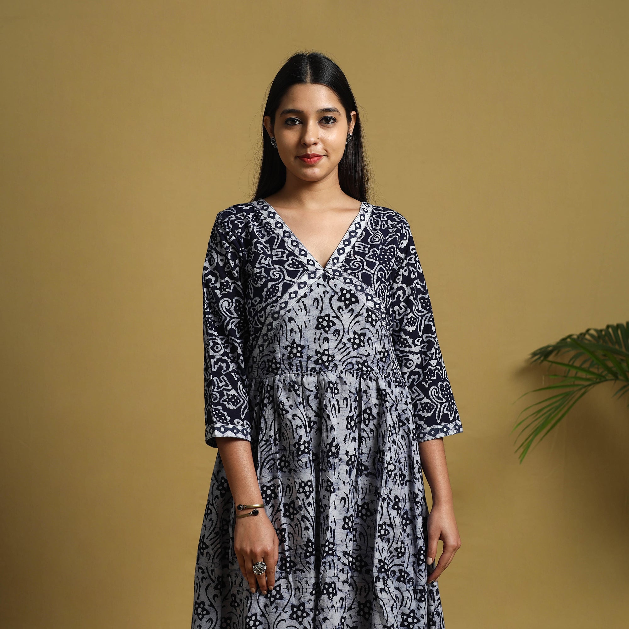 ITOKRI CASUALS Blue - Flared Cotton Batik Print Dress 04
