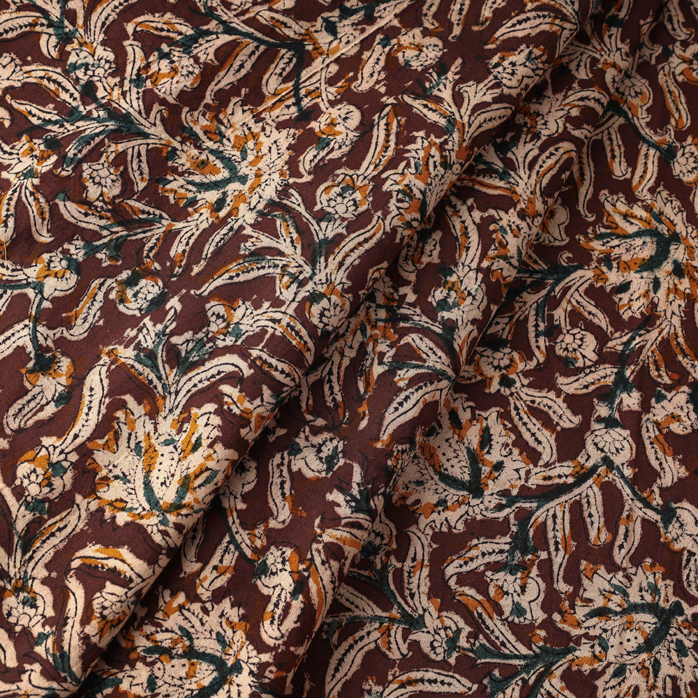 DASTKAR Brown - Kalamkari Block Printing Natural Dyed Cotton Fabric - view 2