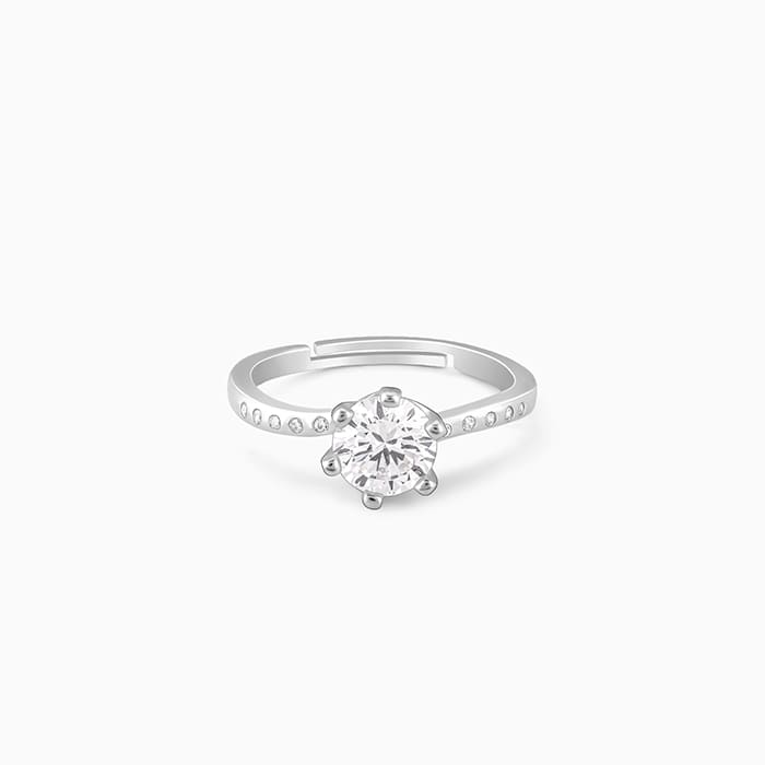 GIVA Jewellery Silver Shine Wave Ring