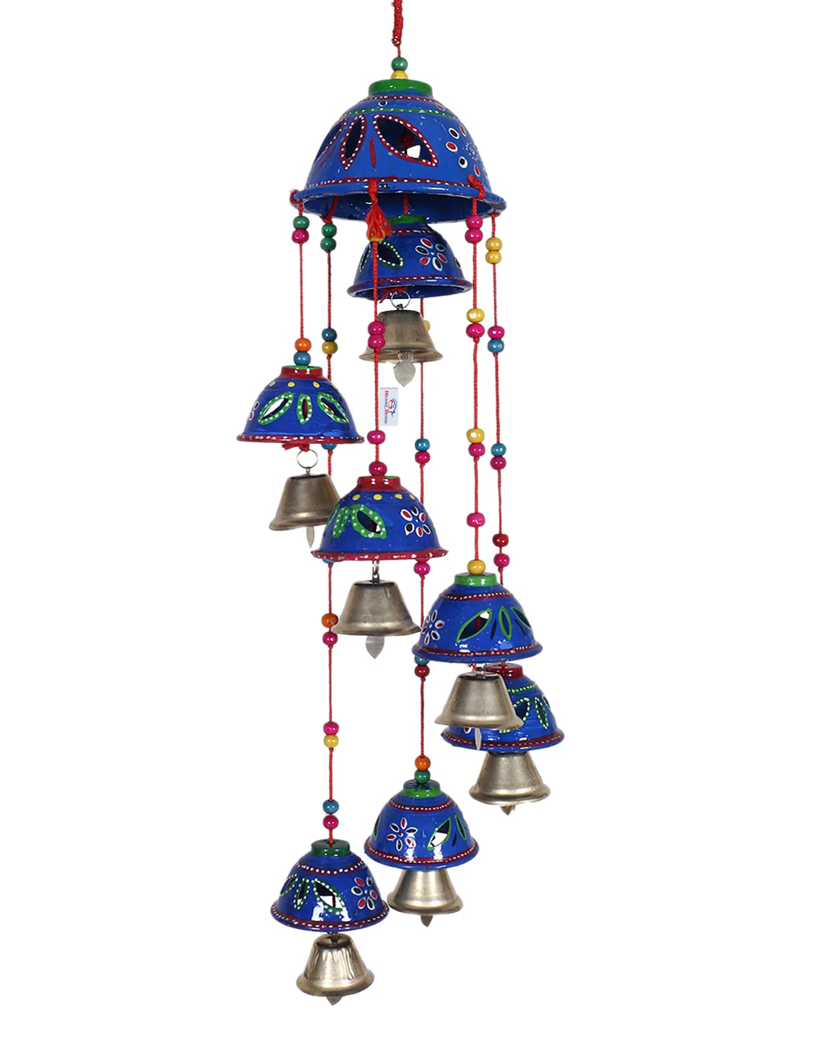 Heart Home Plastic Rajasthani Design Handcrafted Hanging Windchimes|Latkan with 8 Bells for Home D�cor&Positive Energy (Blue)