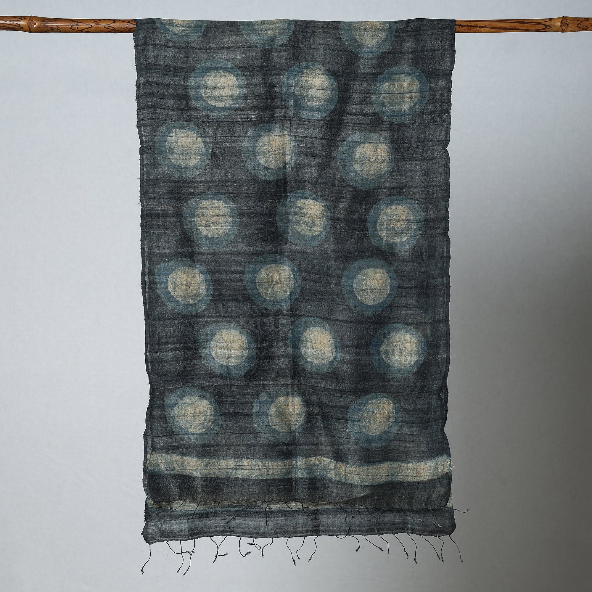 BINDAAS UNLIMITED Black - Handloom Block Print Tussar Silk Bindaas Stole - view 2