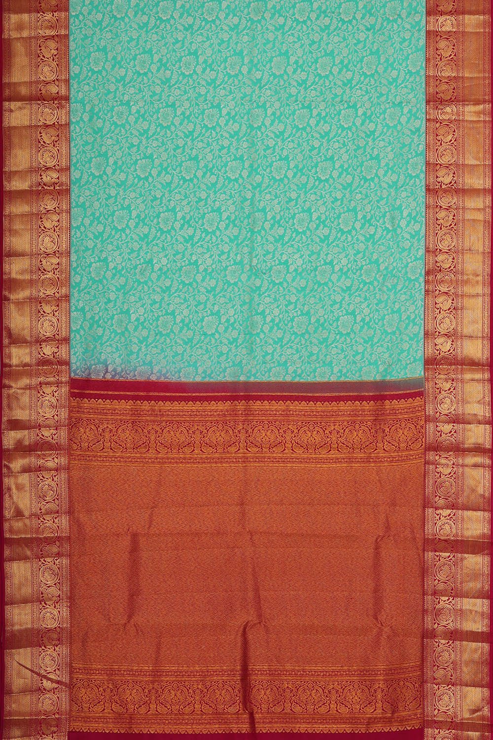 Kalanjali Kanchipattu Aqua Blue Brocade Saree - view 3