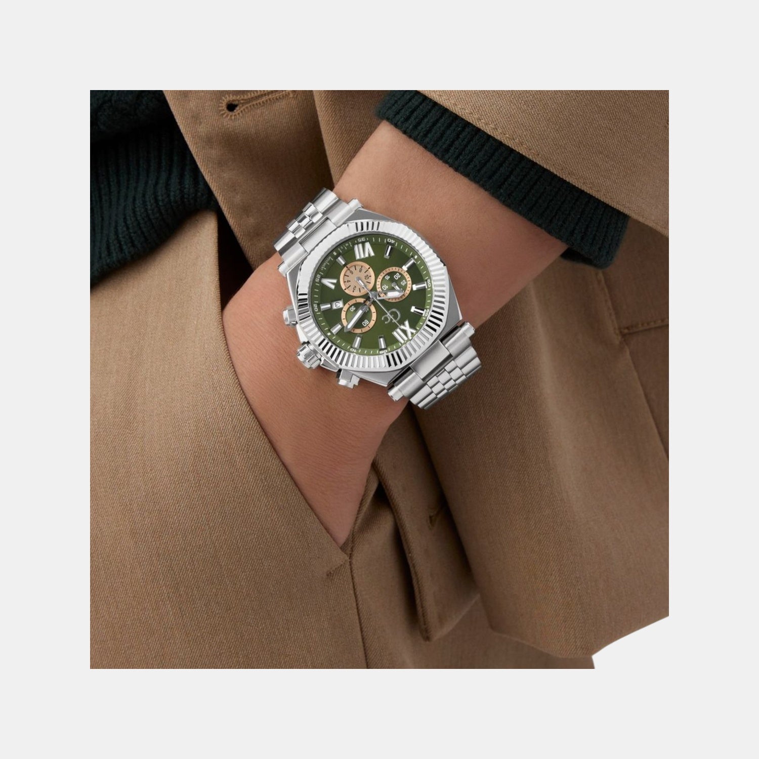 Gc Atlas Men Quartz Green Dial Chronograph Stainless Steel Watch Z66004G9 - view 5