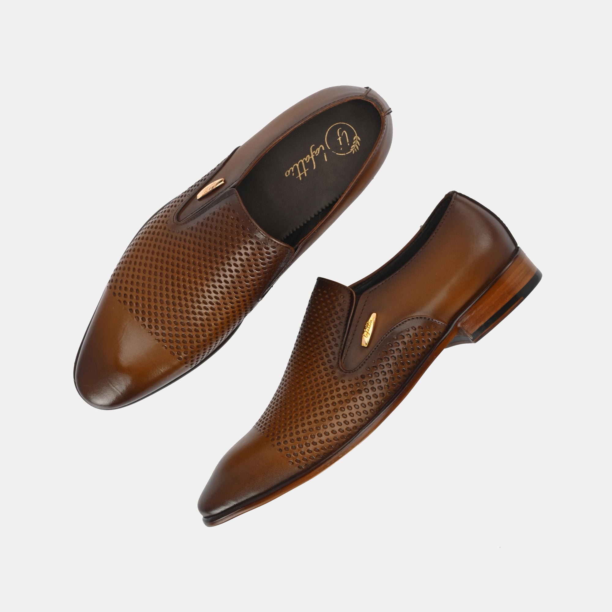 Tan Perforated Moccasins by Lafattio - view 2