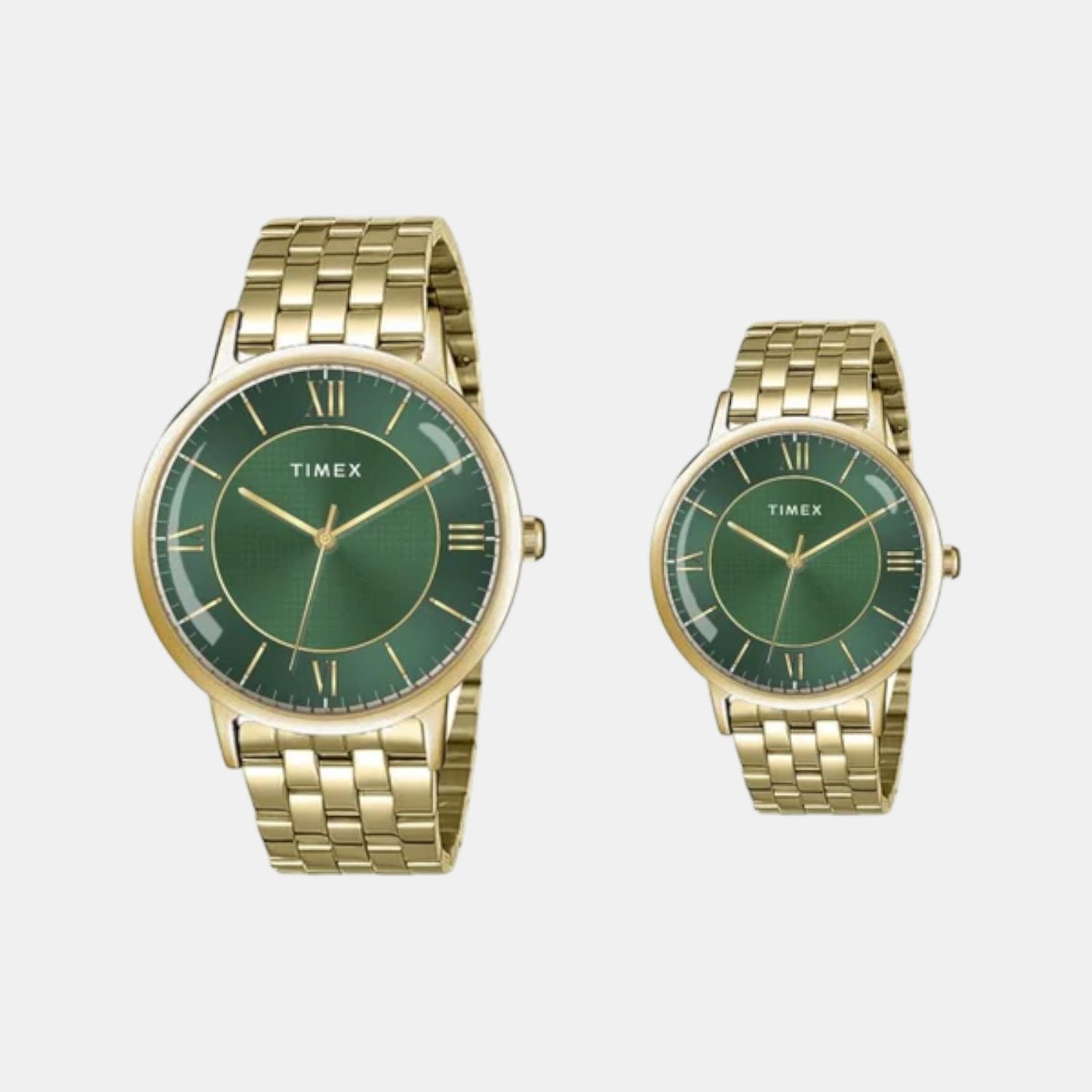 Timex Fashion Couple Quartz Green Dial Analog Stainless Steel Watch TW00PR331