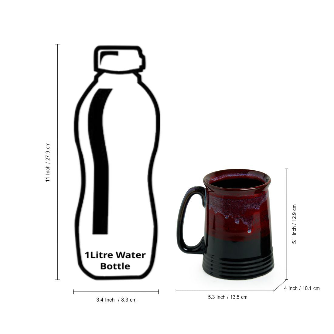 EXCLUSIVELANE 'Crimson Inquisitiveness' Hand Glazed Studio Pottery Ceramic Beer & Milk Mugs (Set Of 2) - view 5