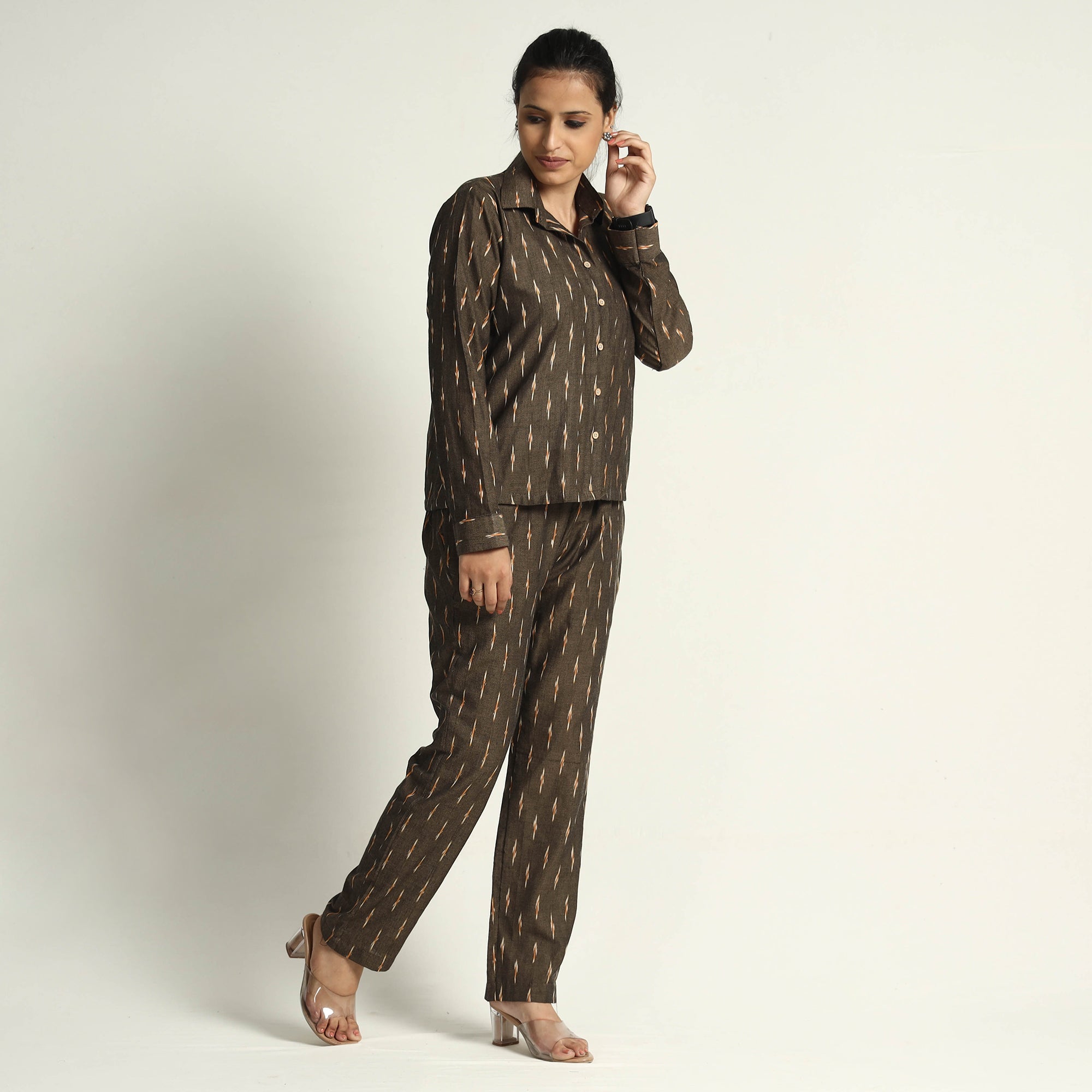 ITOKRI CASUALS Brown - Pochampally Ikat Cotton Co-Ord Set