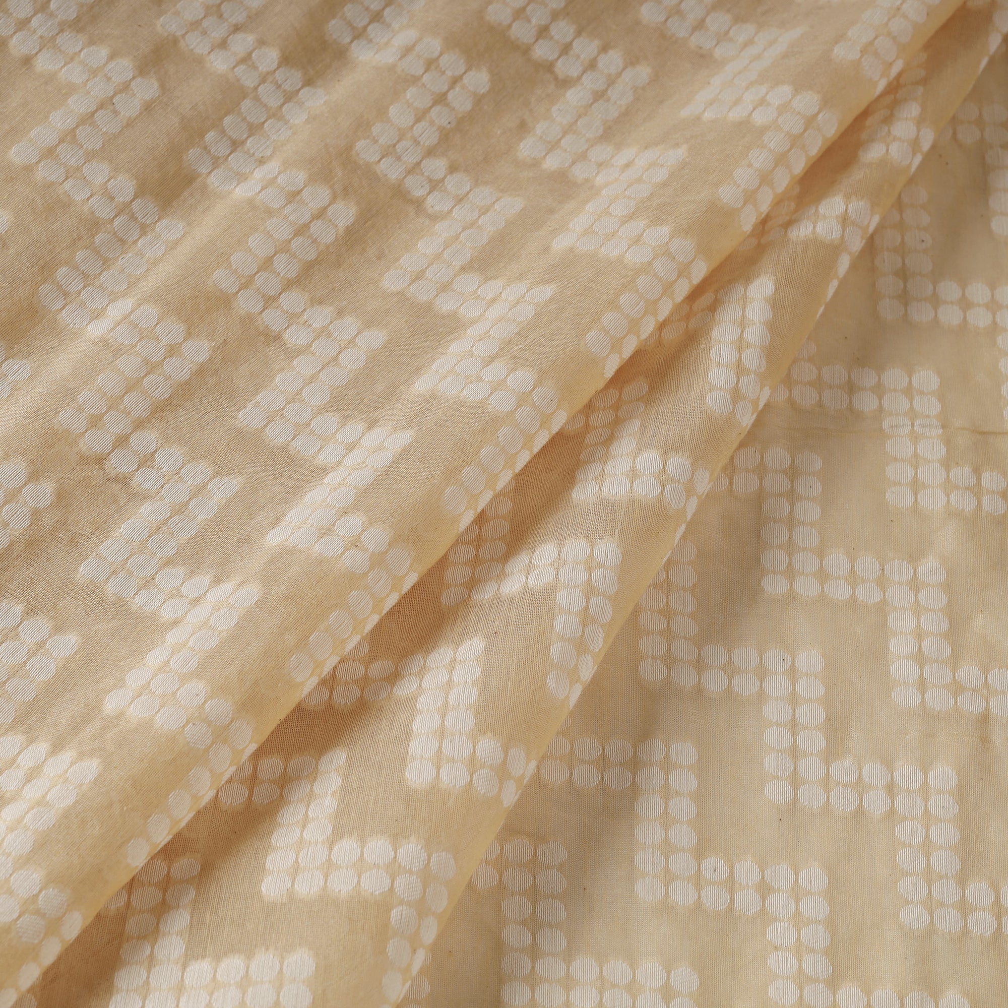 ITOKRI CRAFTS INITIATIVE Beige - Pure Handwoven Cutwork Buti Cotton Banarasi Fabric 04 - view 3