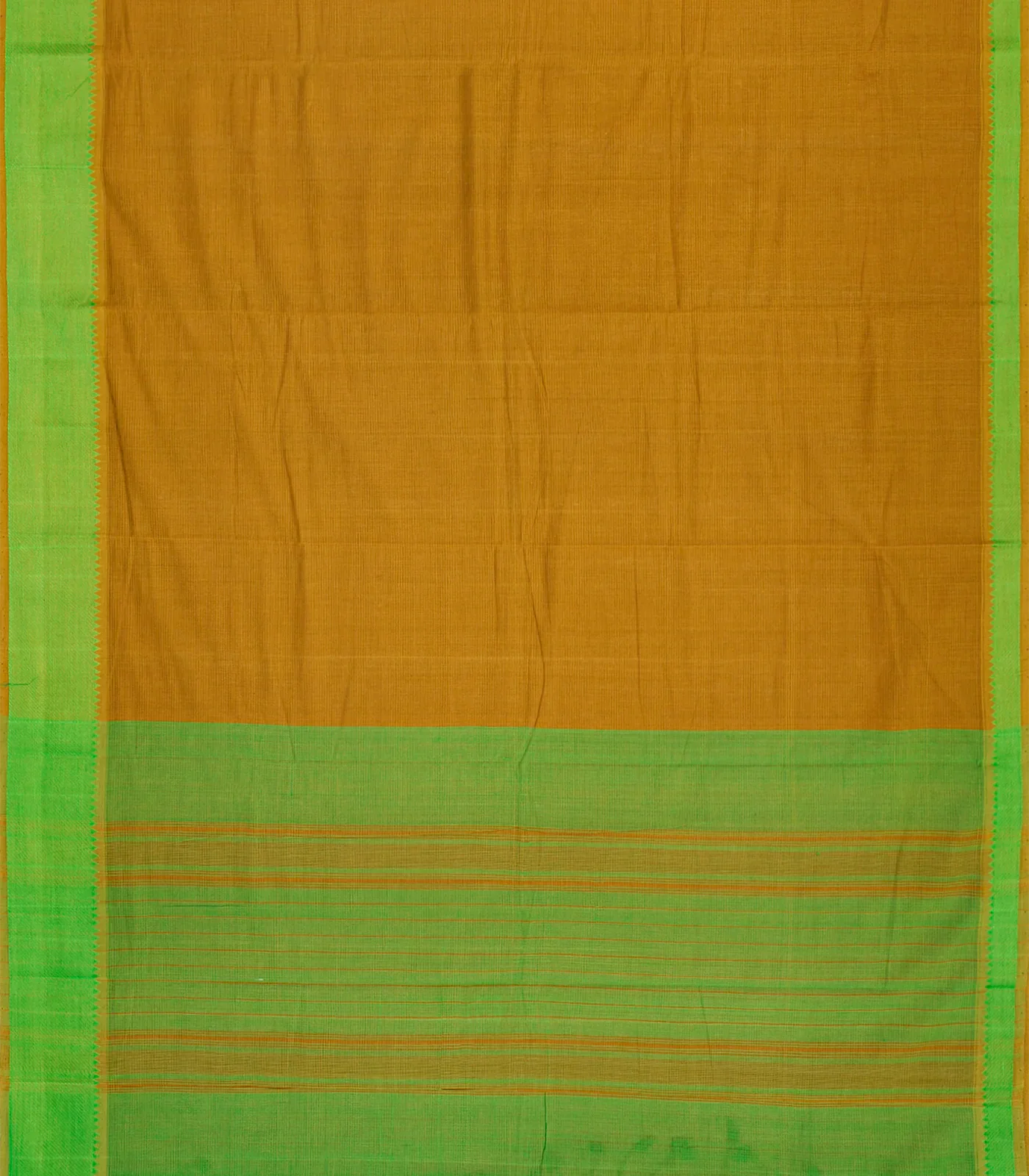 RmKV Sage Green Handloom Mangalagiri Cotton Saree With Stripes-Sage Green - view 2