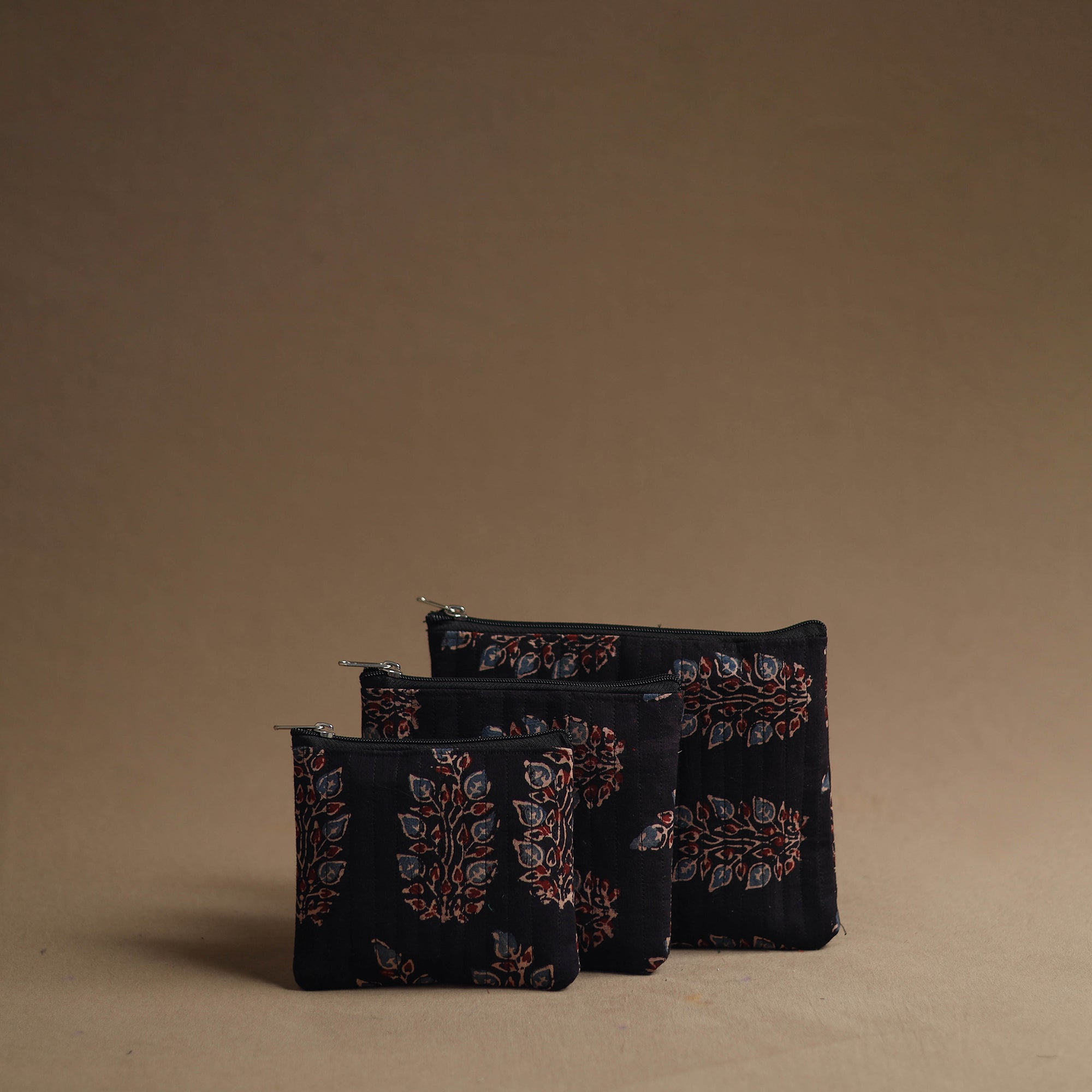 NOORI BAZAR Black - Handmade Cotton Multipurpose Utility Pouches (set of 3) 29