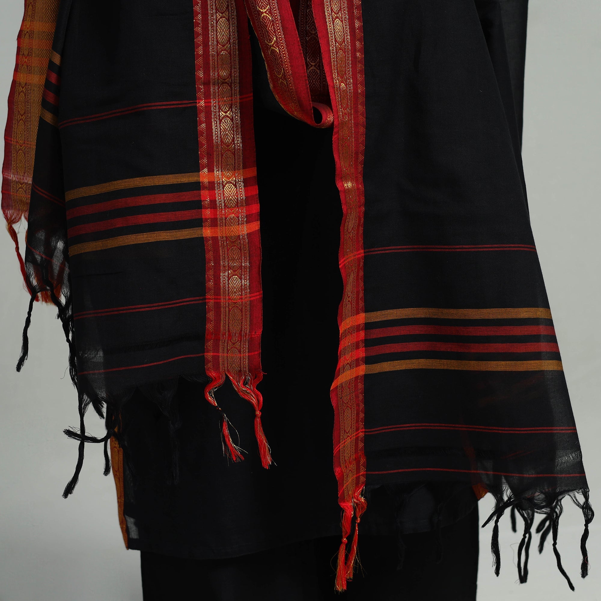 ITOKRI CASUALS Black - Cotton Dharwad Kurta Set with Palazzo & Dupatta 23 - view 6