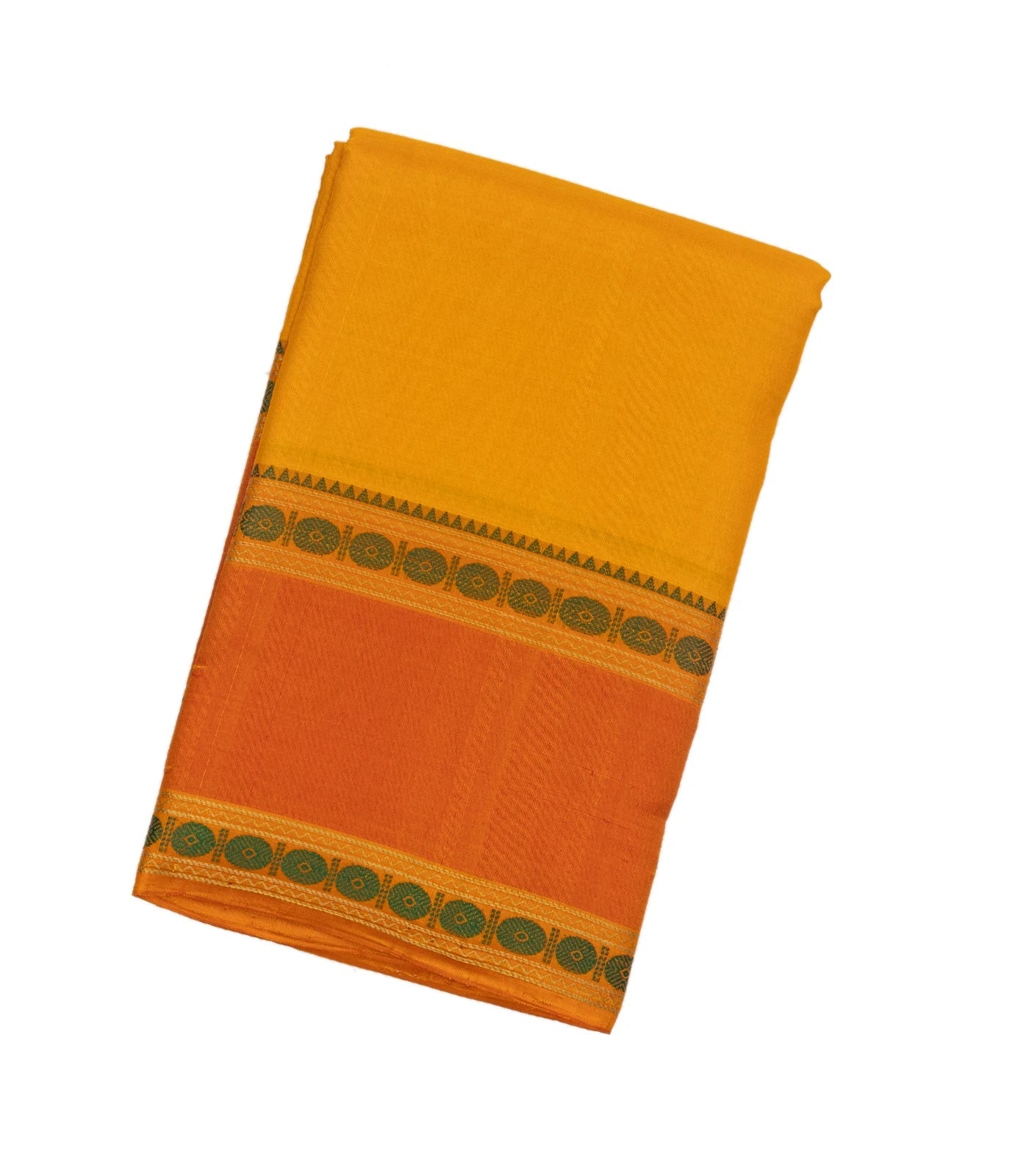 RmKV Mustard Handloom Kanchi Cotton Saree With Rudraksham Motifs
