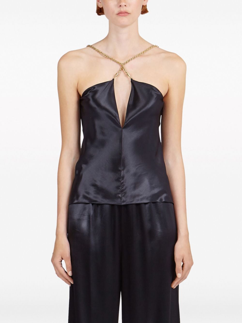 Ferragamo Satin sleeveless top – Outer: Viscose 100% - view 3