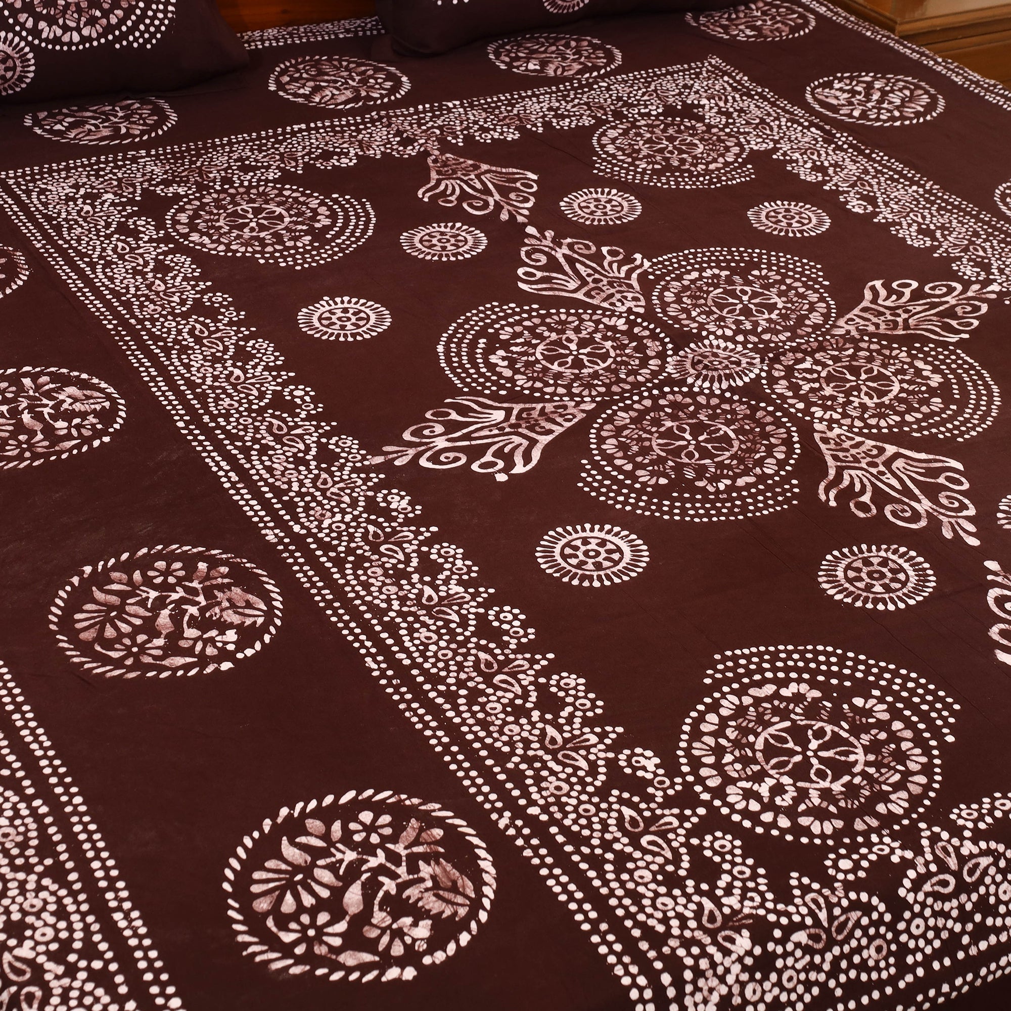 BATIK BY MD. SHARIFF Brown - Cotton Double Hand Batik Print Bed Sheet Set 10 - view 2