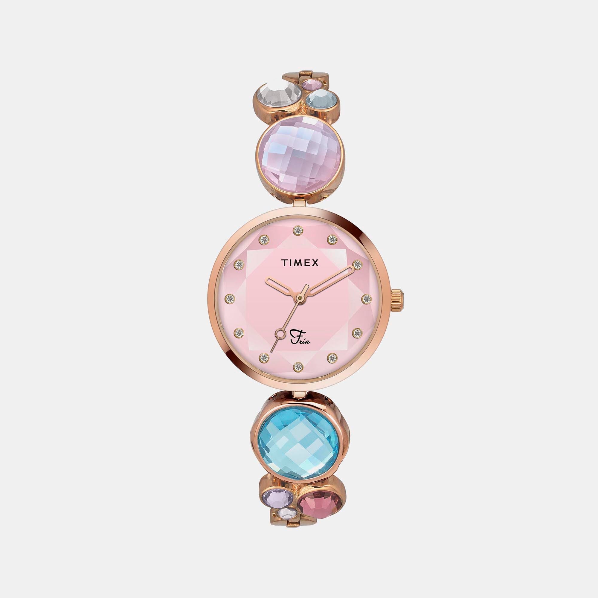 Timex Fria Women Quartz Pink Dial Analog Brass Watch TWEL17001