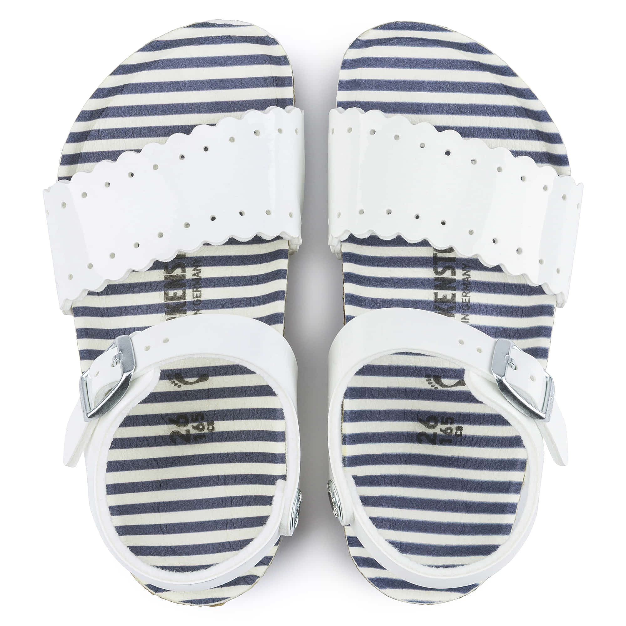 Birkenstock Mila Kids Birko-Flor – White White/Nautical Stripes