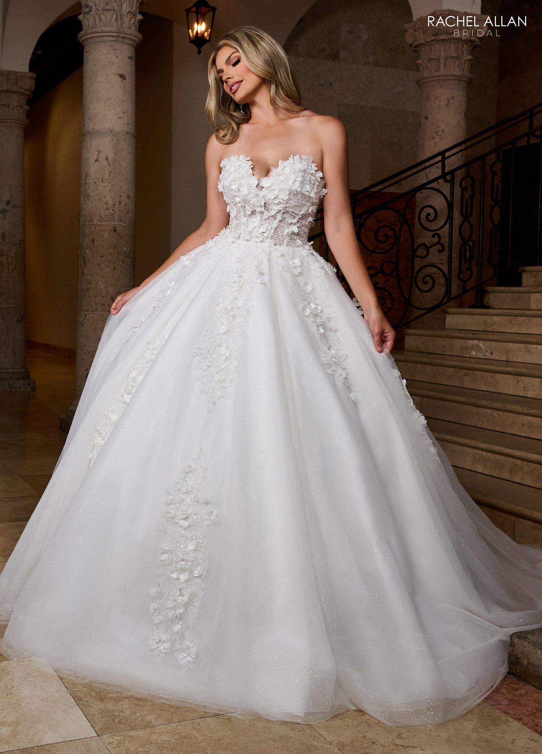Mary's Bridal Ball Gowns Collection 3D Floral Strapless Bridal Gown by Rachel Allan RB6167