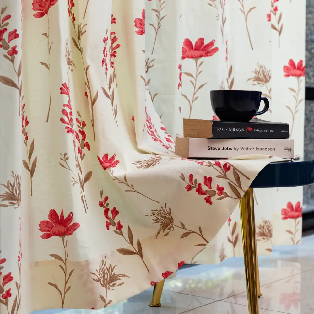 Urban Space -Home Furnishing Store 100% Cotton Curtains for Living Room, Bedroom curtains - Pack of 2 curtains, Orchid Blooms - Pink - view 5