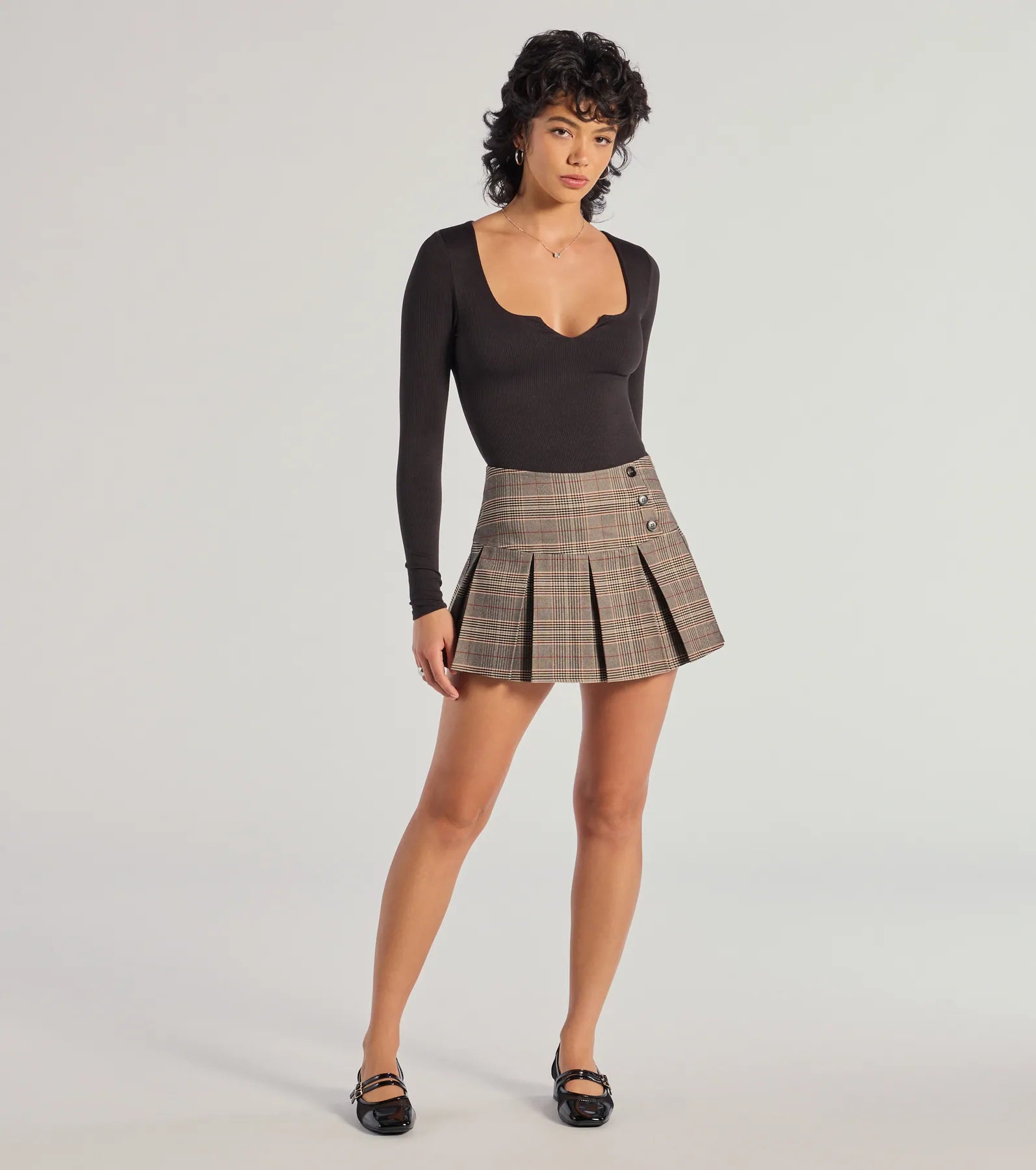 Windsor So Retro Pleated Plaid Skort – TAUPE