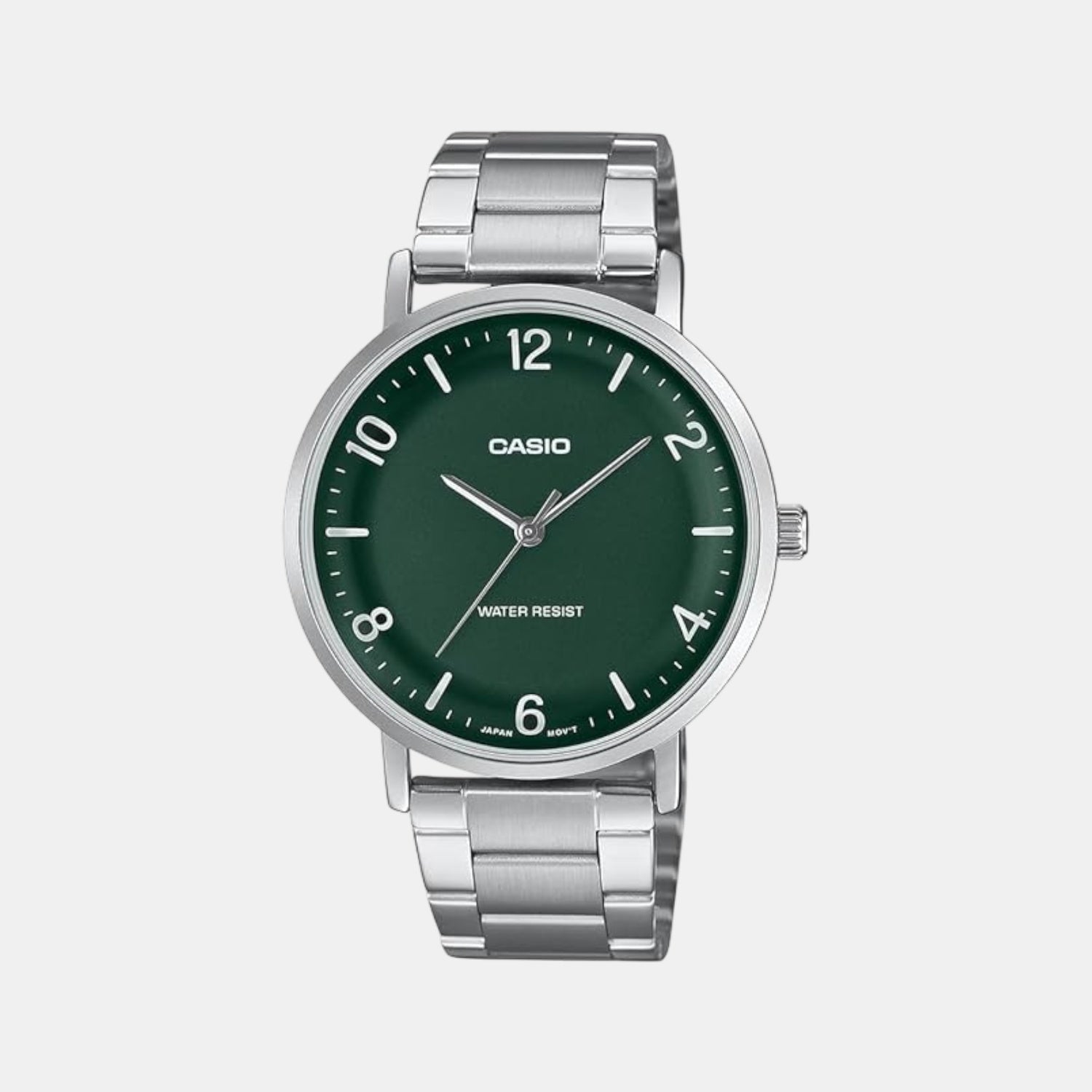 Casio Enticer Men Quartz Green Dial Analog Stainless Steel Watch A2406