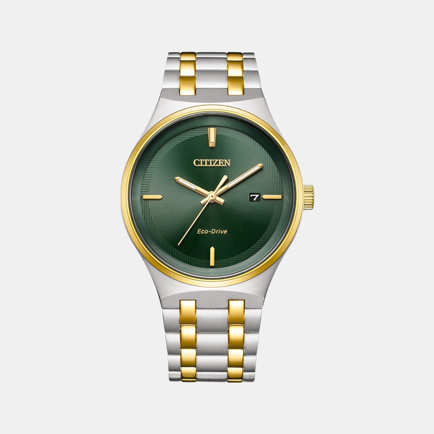 Citizen Axiom Men Eco-Drive Green Dial Analog Stainless Steel Watch BM7654-57X