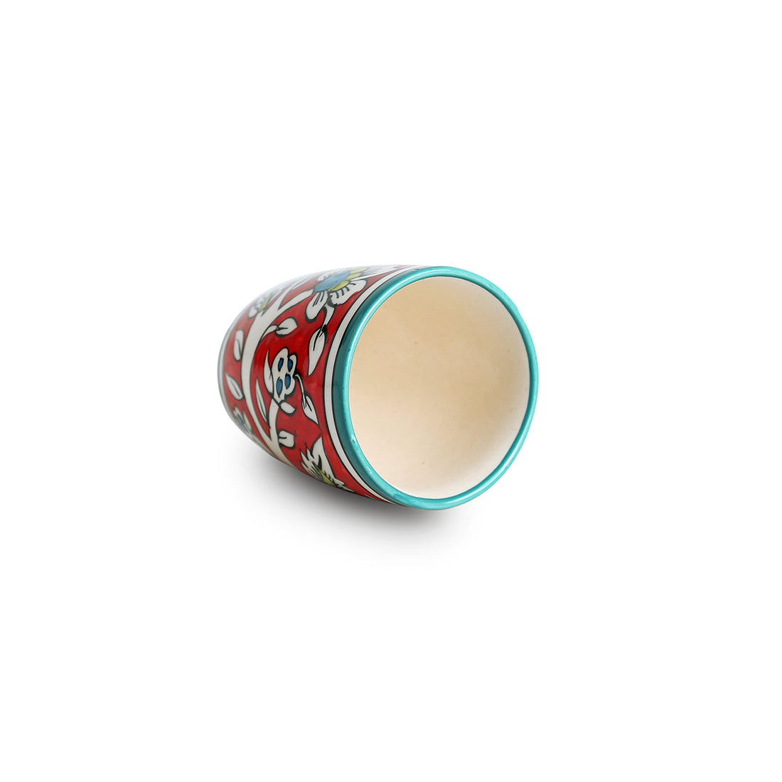 EXCLUSIVELANE 'Mughal Rims' Floral Handpainted Tea & Coffee Mugs In Ceramic (Set of 2) - view 4