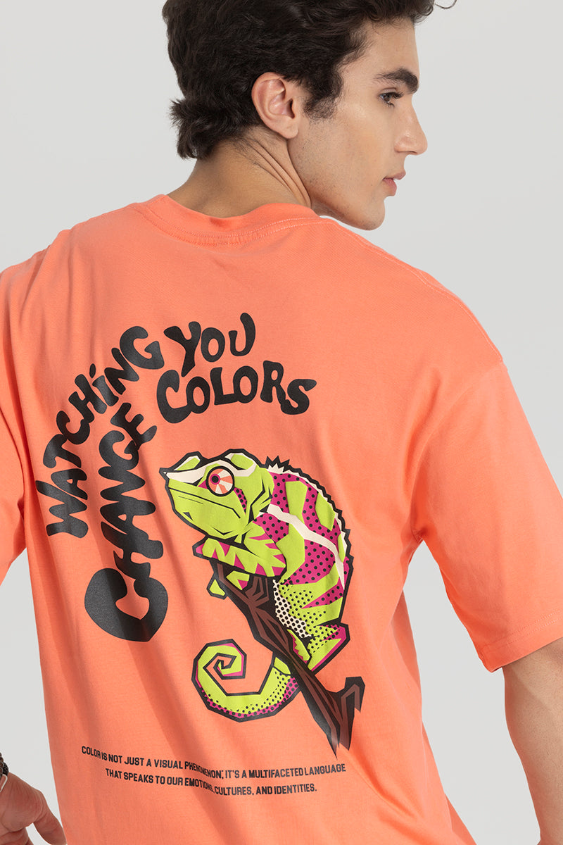 SNITCH Watching You Orange Oversized T-Shirt