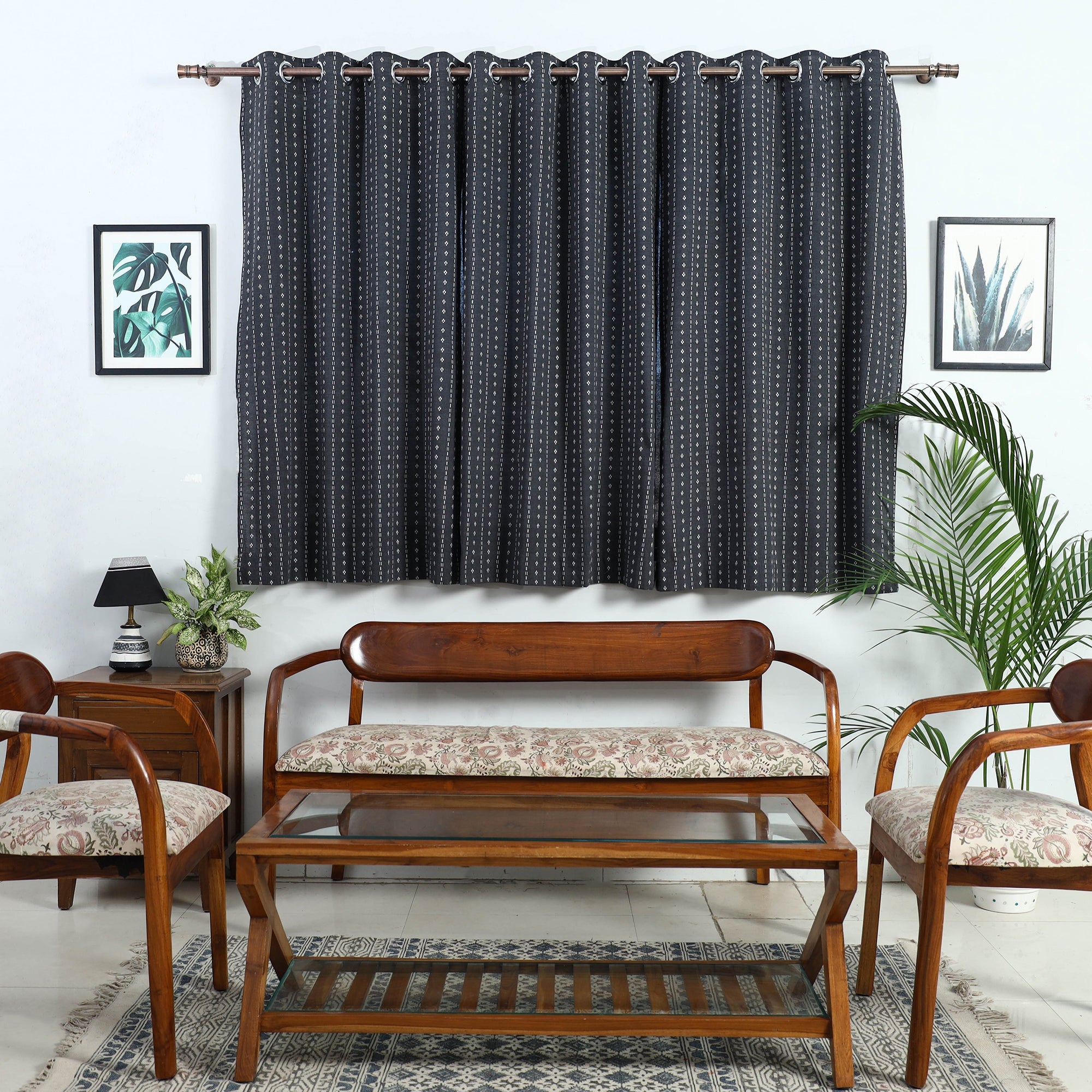 NOORI BAZAR Black - Cotton Window Jacquard Curtain (5 x 3 Feet) 21