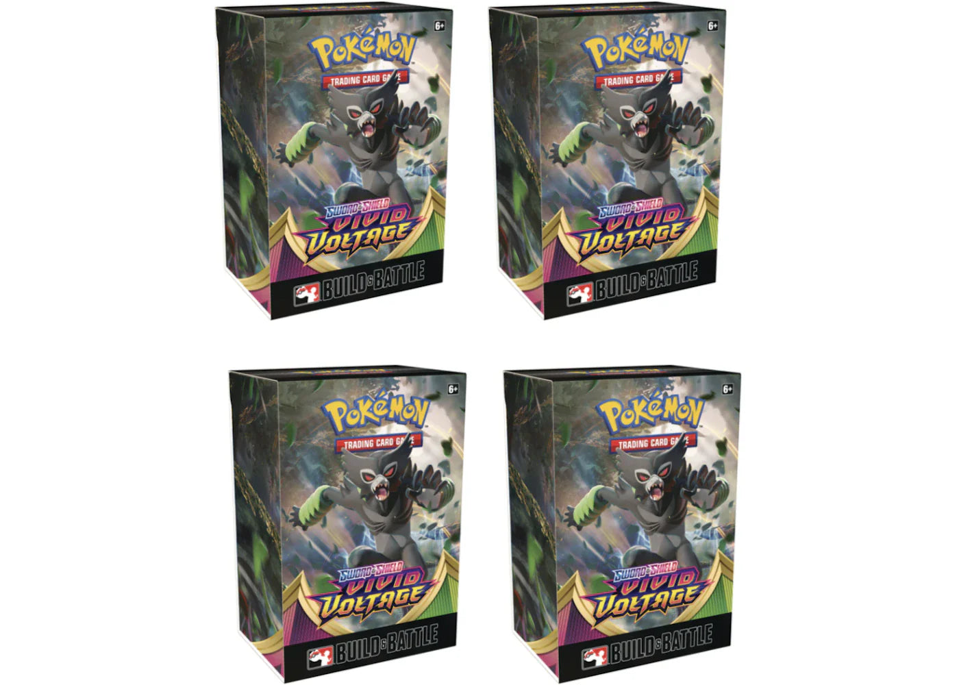 Pokémon 2020 Pokemon TCG Sword & Shield Vivid Voltage Build & Battle Box Pre-Release 4x Lot