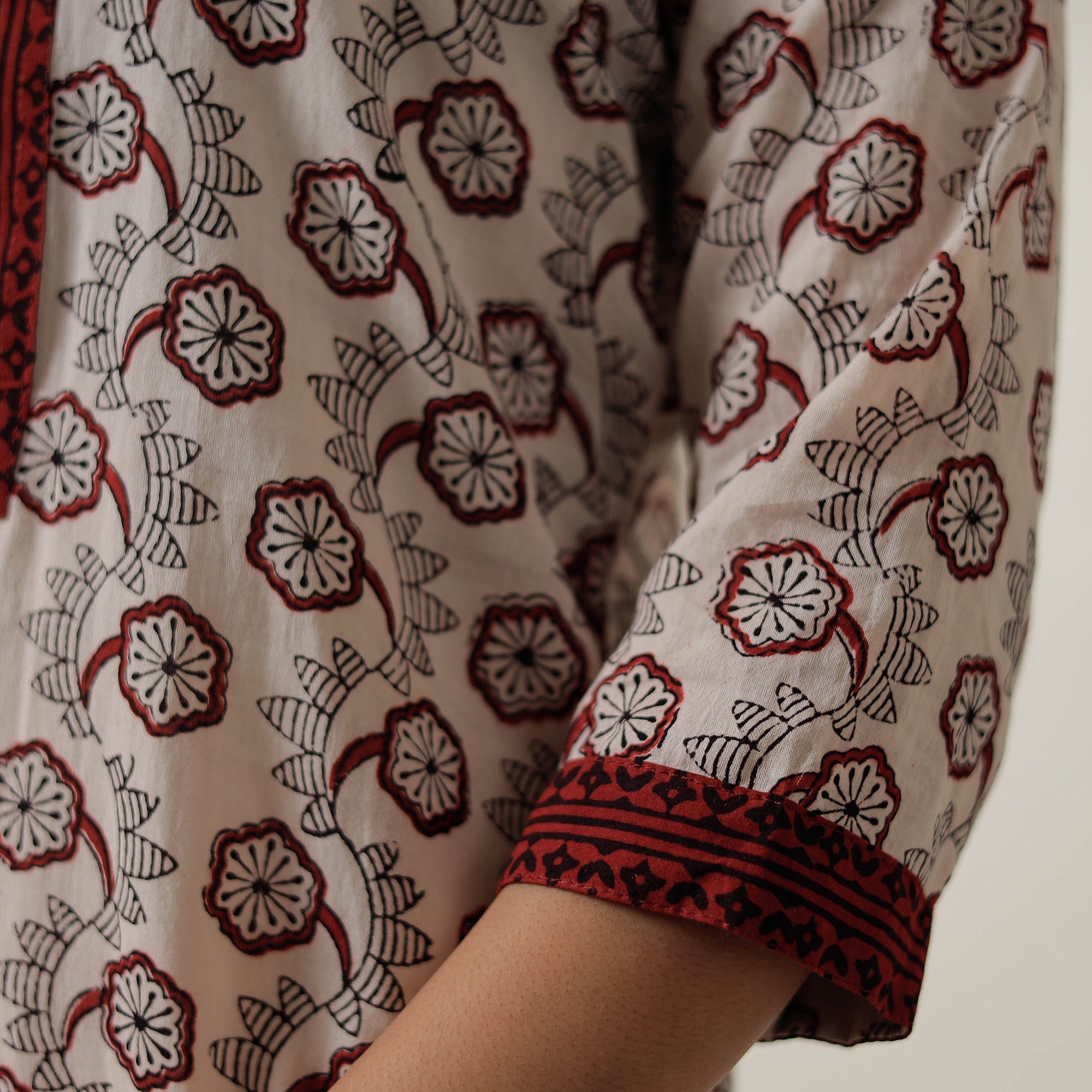 ITOKRI CASUALS Beige - Block Print Mul Cotton Straight Bagh Kurta 08 - view 6