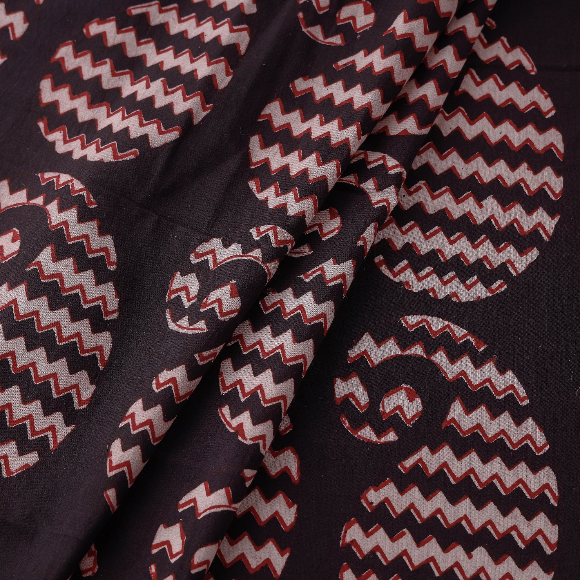 BAGH PRINTS BY UMAR FARUK KHATRI Black - Bagh Block Printed Natural Dyed Cotton Fabric - view 3