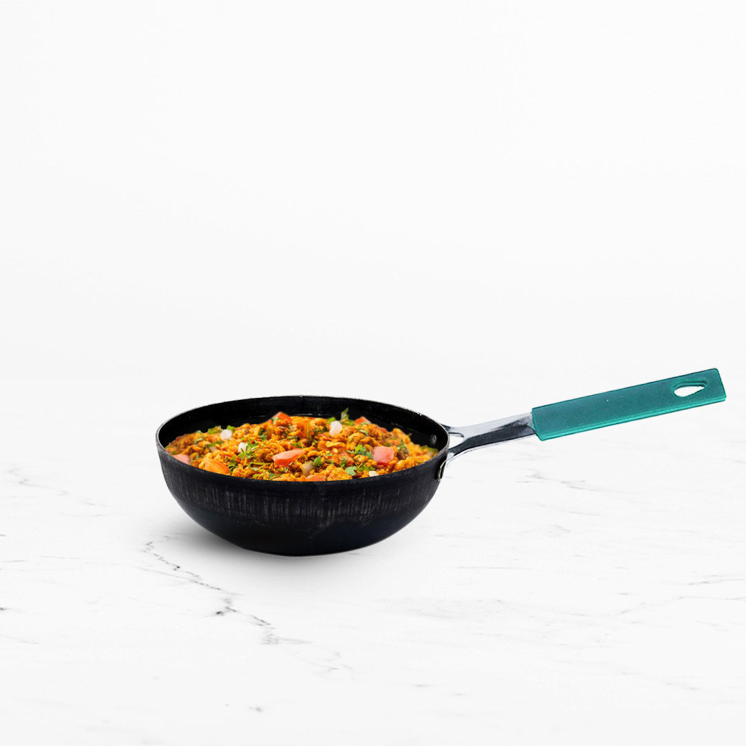 100 pure sheet – The Indus Valley 100% Pure Sheet Iron Tadka Pan, Silicone Handle, Seasoned, Toxin-free, 13.3cm / 0.43ml
