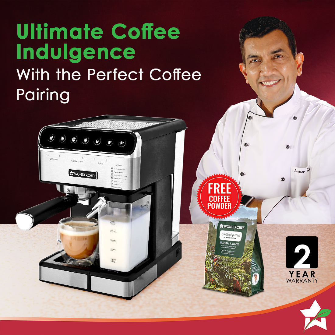Wonderchef Regenta Automatic Coffee Maker, 20-bar with Auto-Frother, 2 Year Warranty - view 2