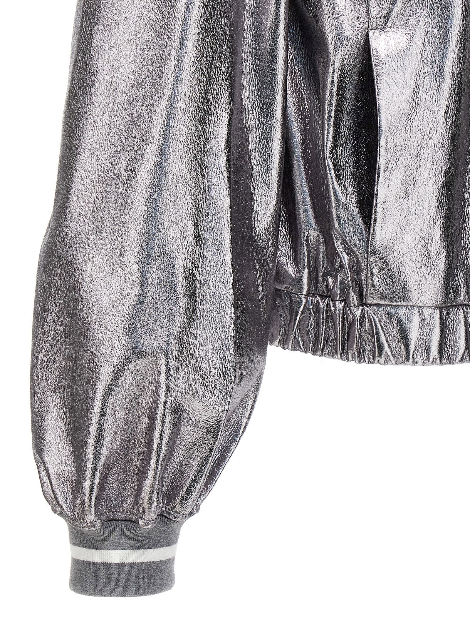 Brunello Cucinelli Laminated Leather Bomber Jacket - view 4