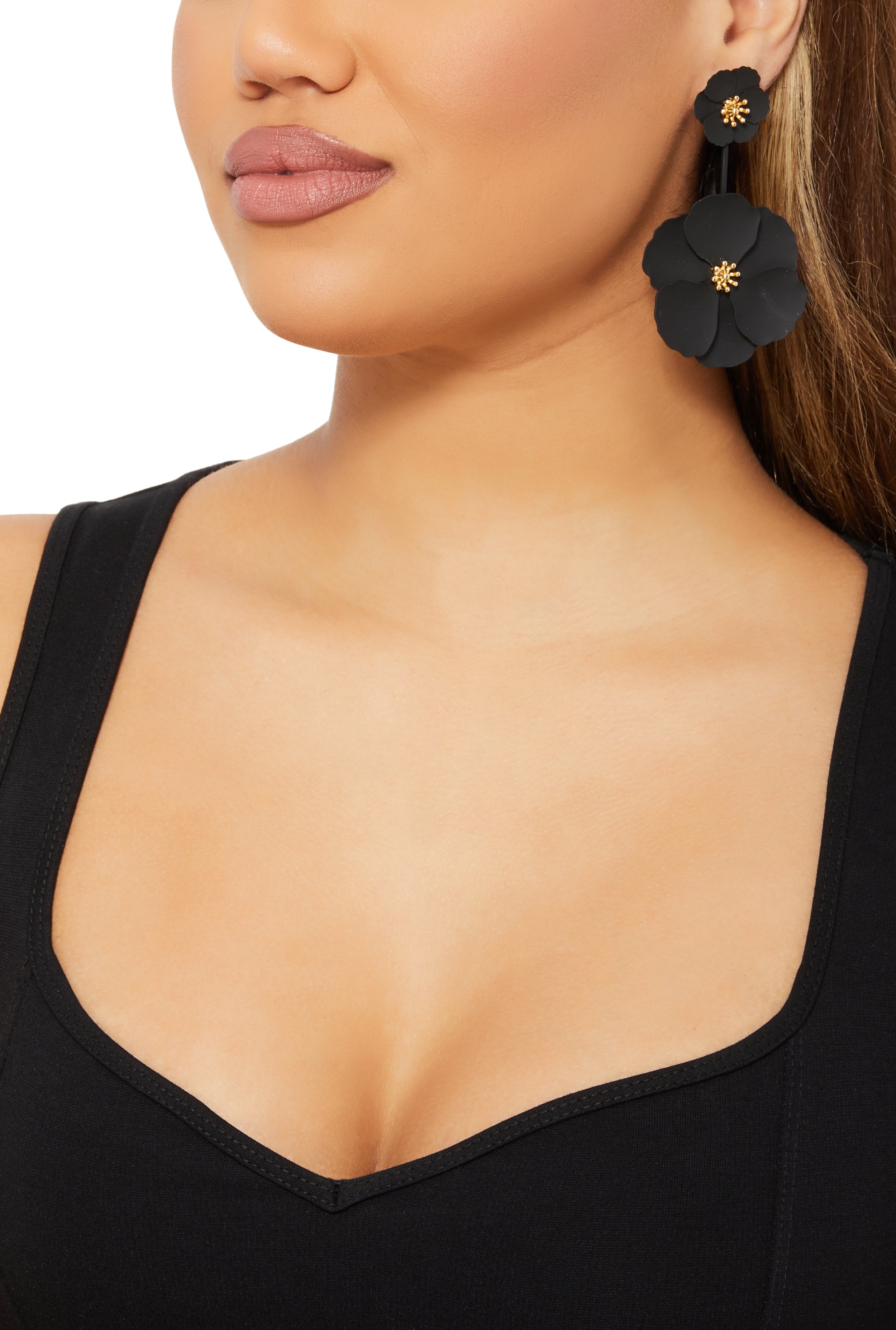 Rainbow Shops Double Flower Drop Earrings – Women's