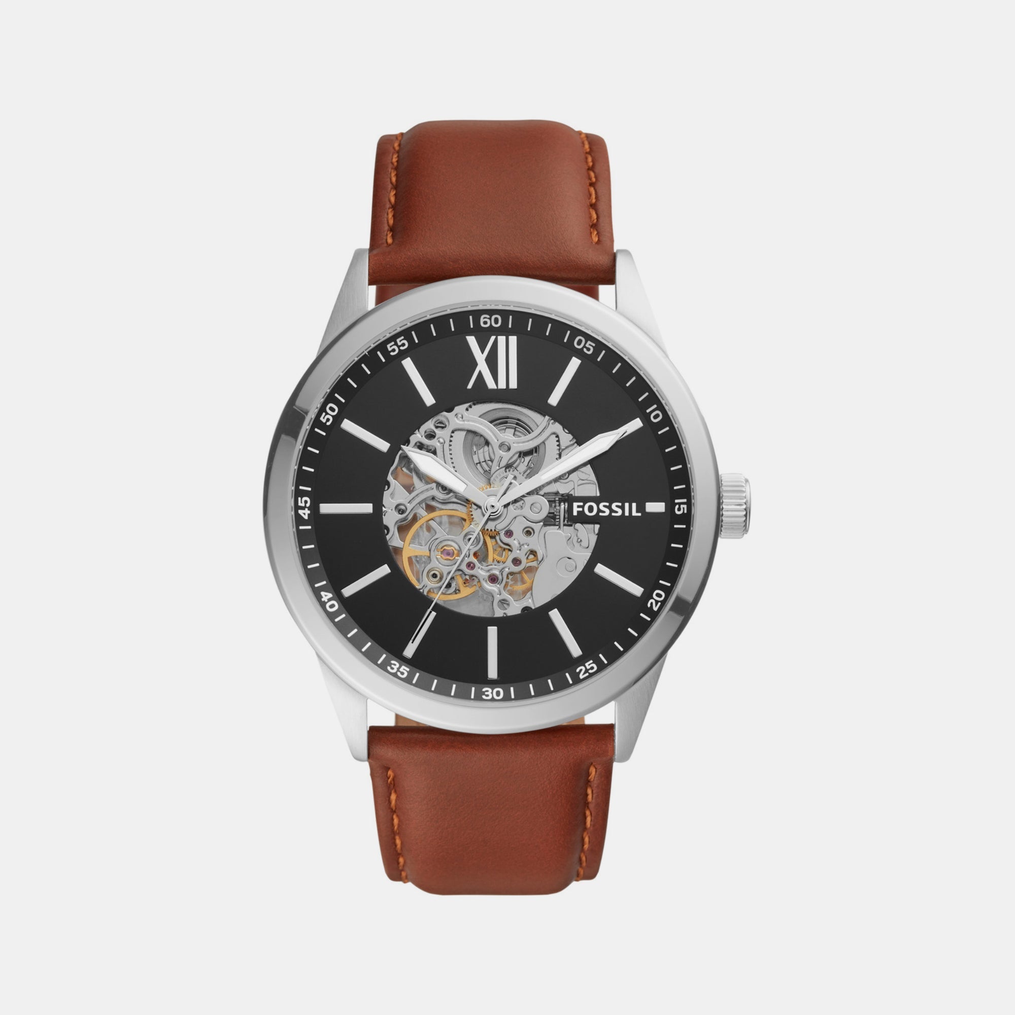 Fossil Flynn Men Automatic Black Dial Analog Leather Watch BQ2386