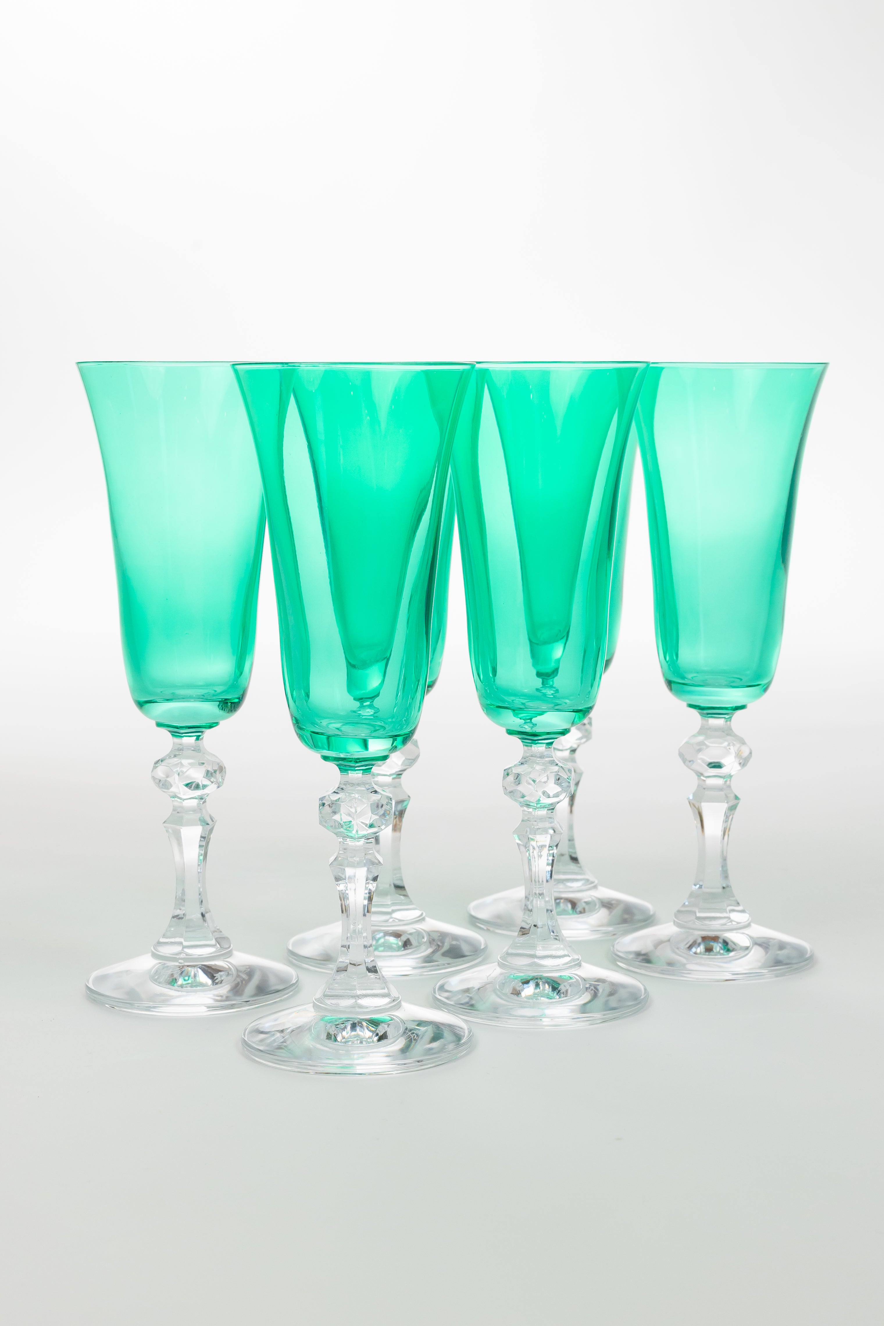 Estelle Colored Glass Estelle Colored Regal Flute With Clear Stem - Set of 6 {Kelly Green}