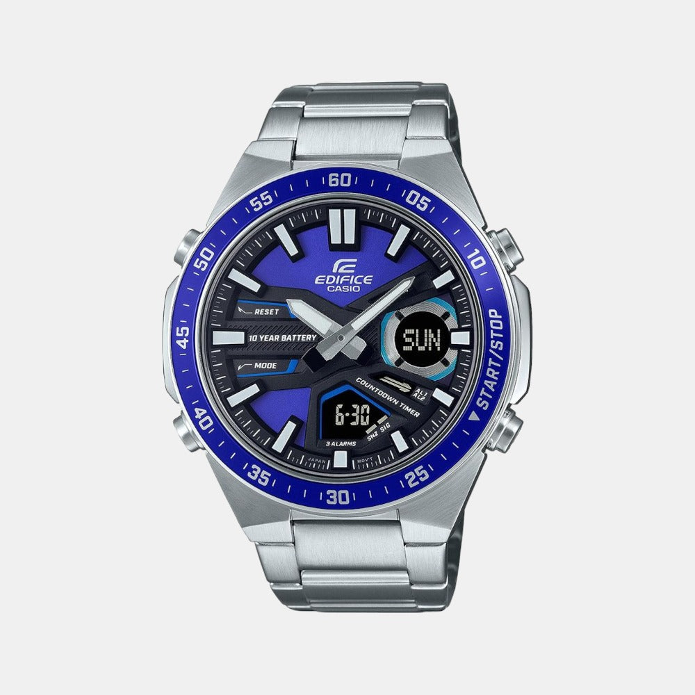 Casio Edifice Men Quartz Blue Dial Chronograph Stainless Steel Watch ED552