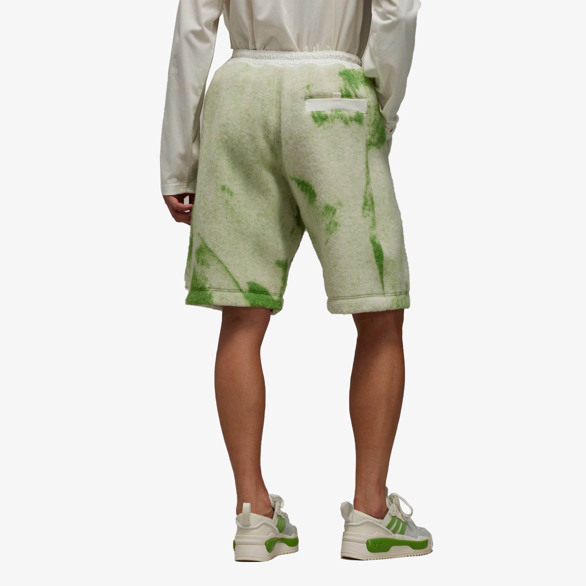 Y-3 | Fuzzy Fleece Shorts { Off White/team Rave Green