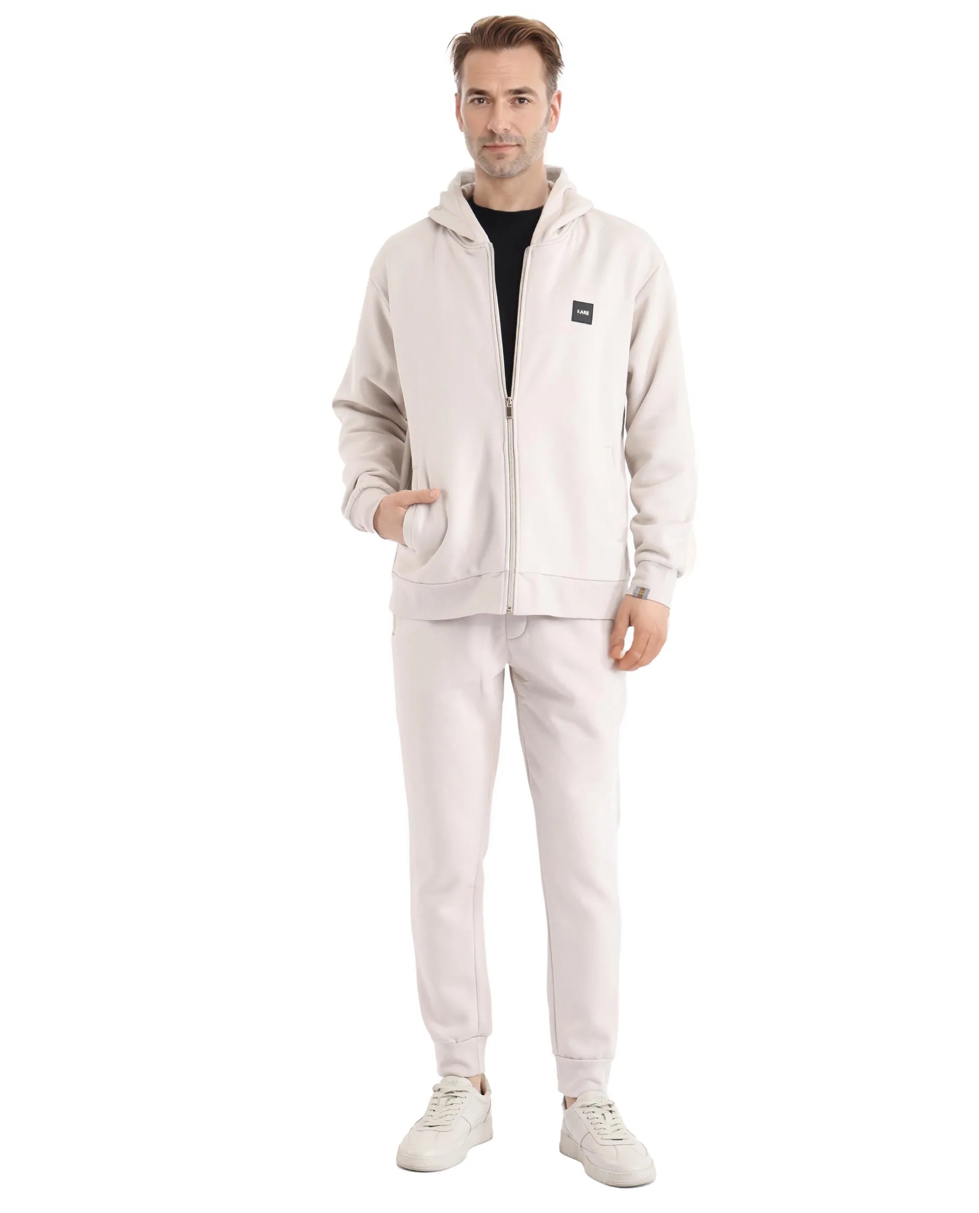 Rare Rabbit Men Anderson-2 Off White Full Sleeve Hooded Zipper Closure Plain Sweatshirt - view 2