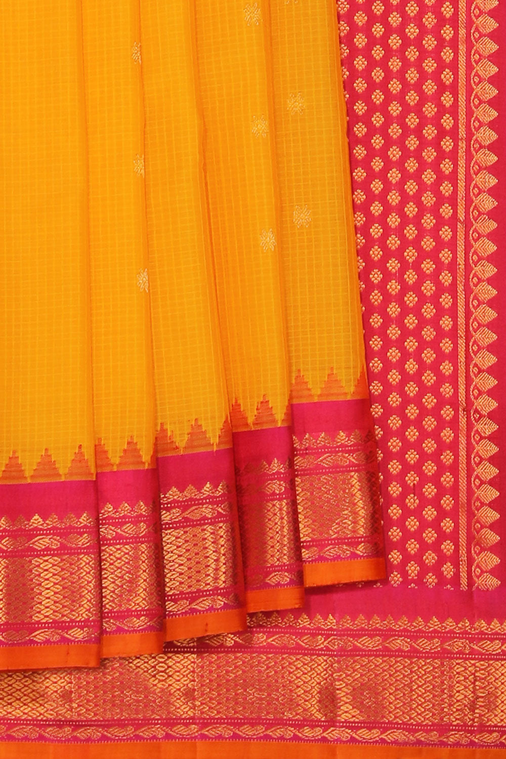 Kalanjali Gadwal Yellow Saree – Women's