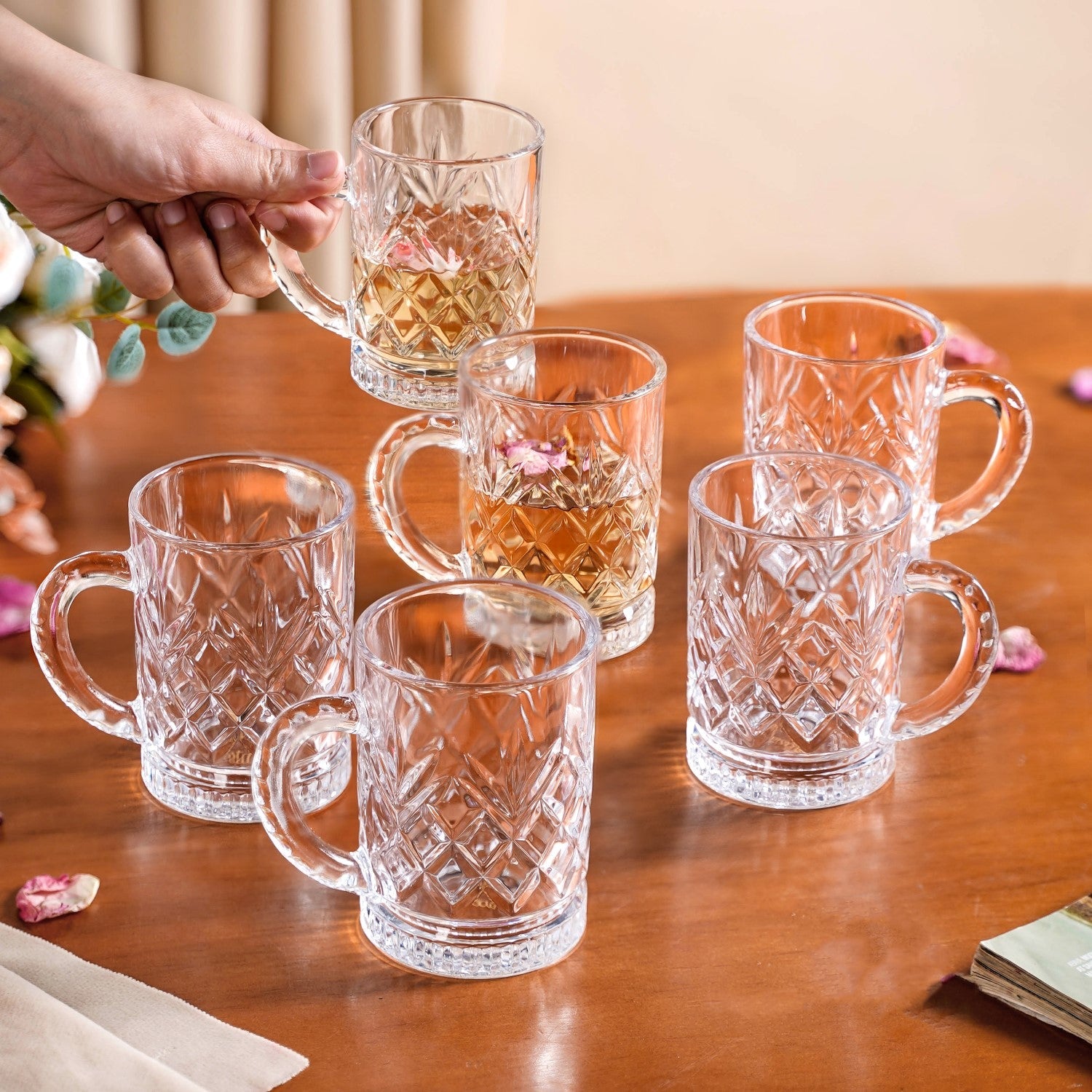 Nestasia Engraved Glass Mugs Set Of 6 220ml - view 2