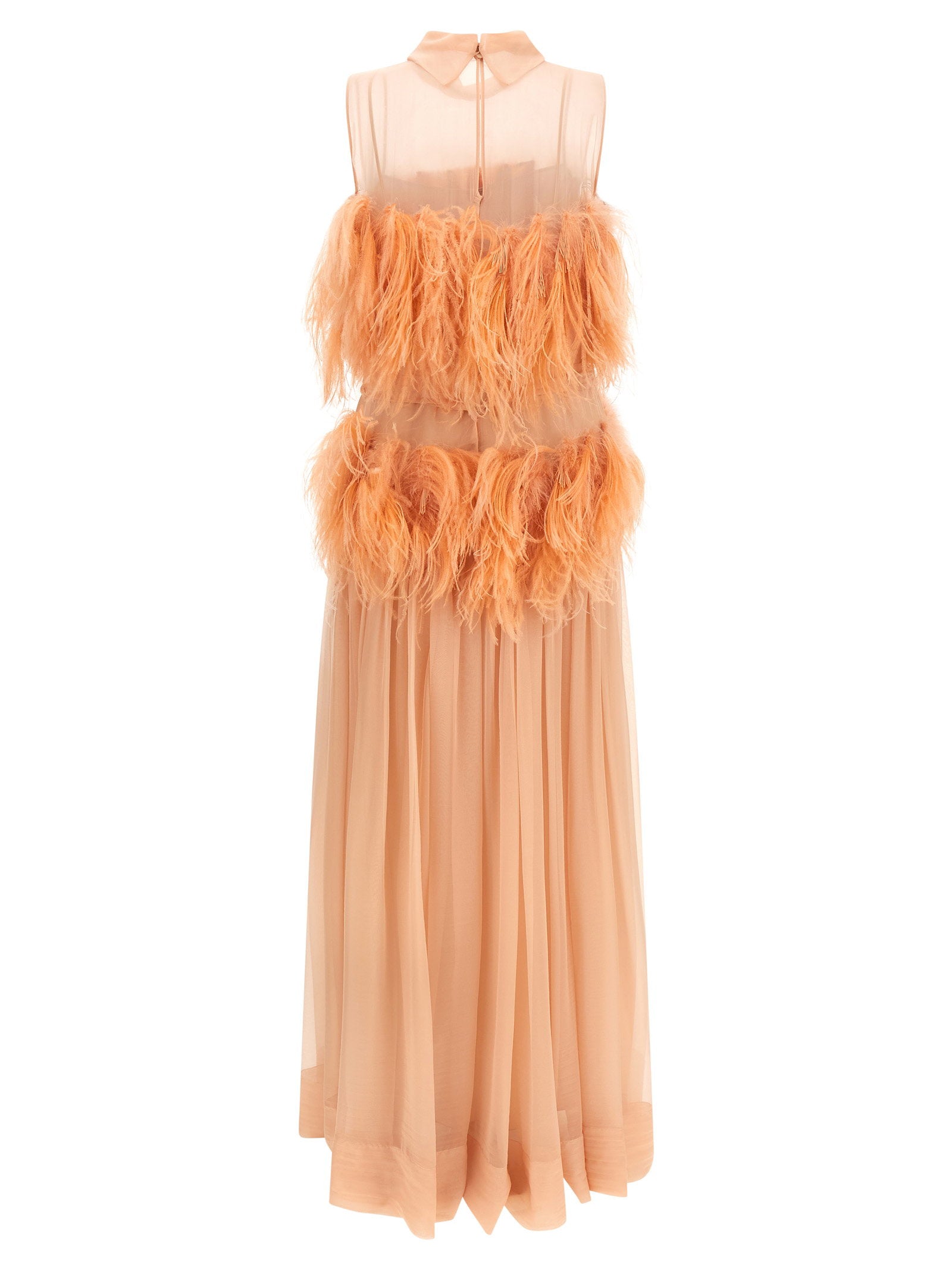 Alberta Ferretti Chiffon And Feather Dress – 100% silk - view 2