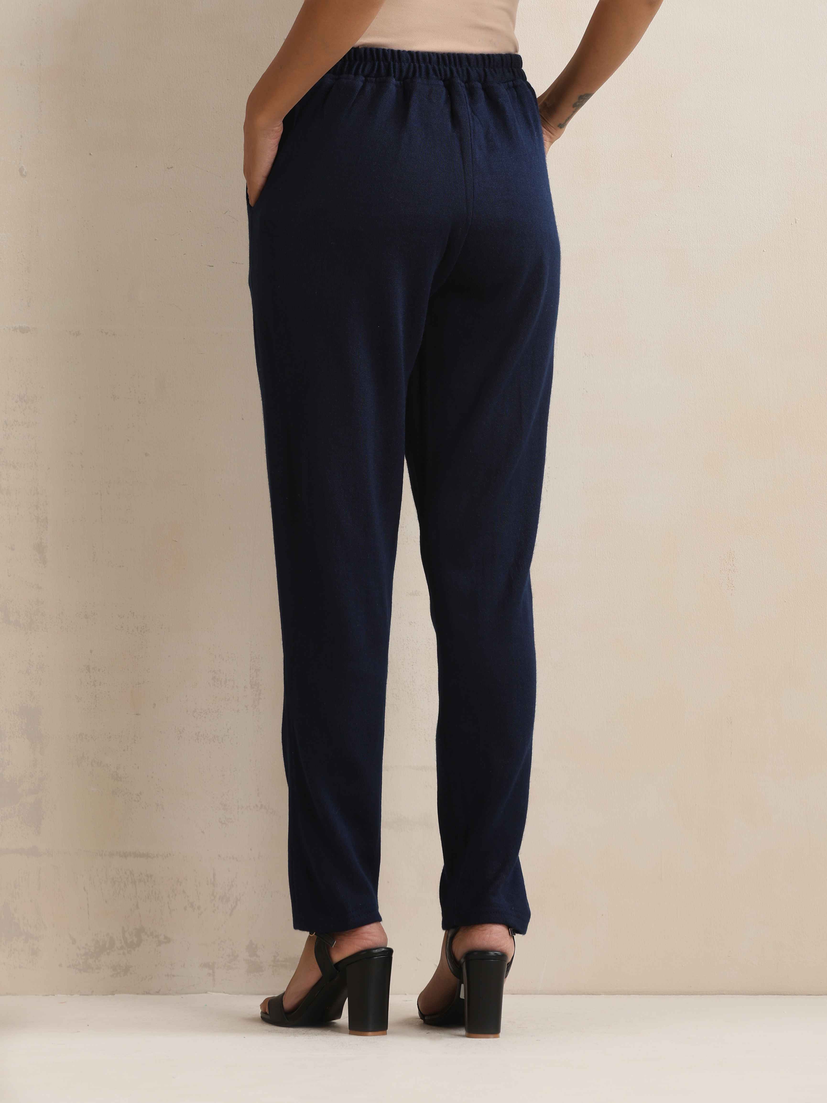 trueBrowns Navy Woollen Pants - view 5